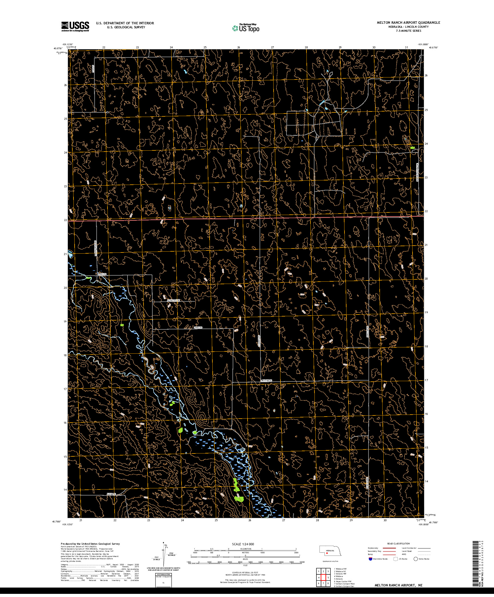 USGS US TOPO 7.5-MINUTE MAP FOR MELTON RANCH AIRPORT, NE 2021