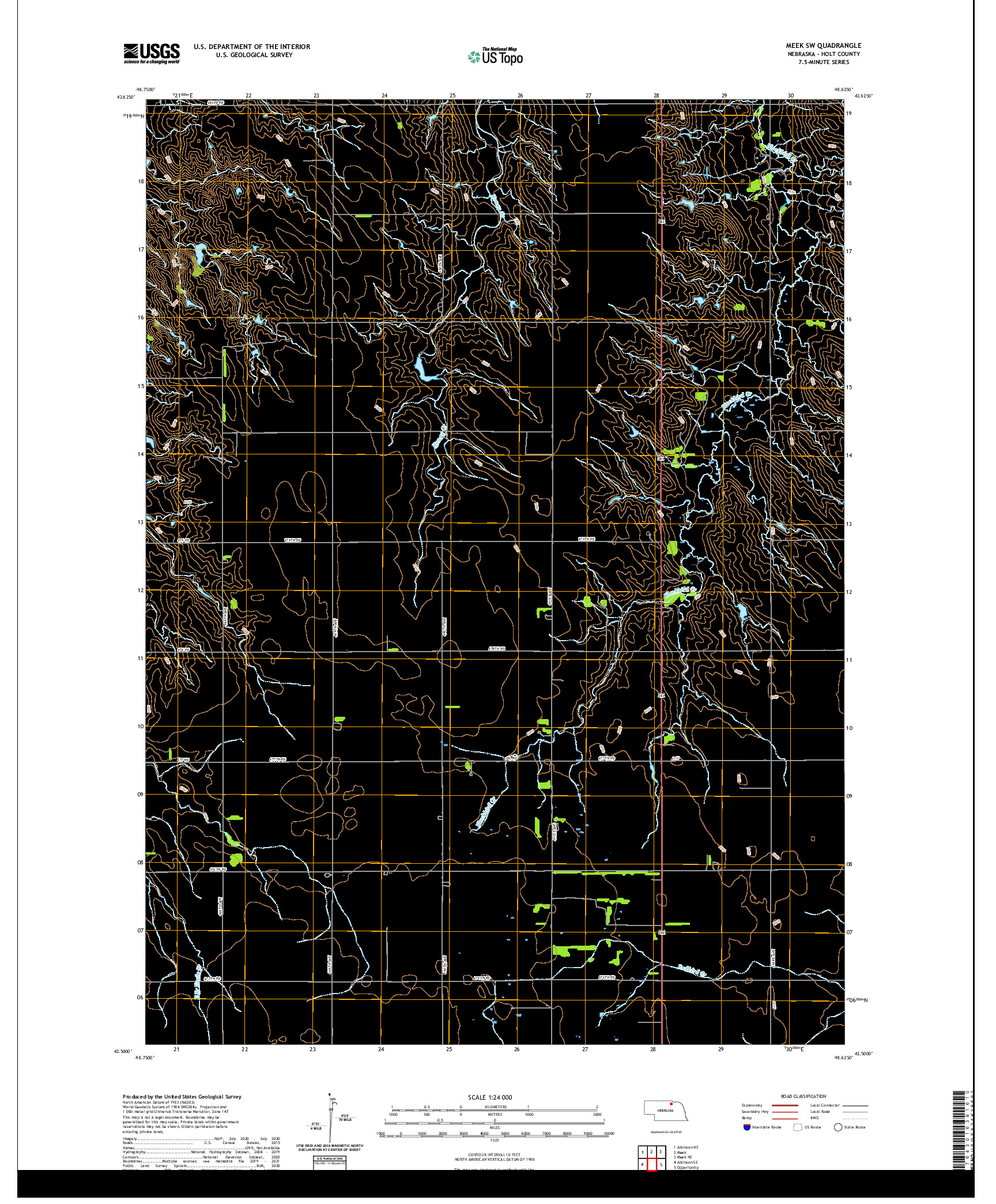 USGS US TOPO 7.5-MINUTE MAP FOR MEEK SW, NE 2021