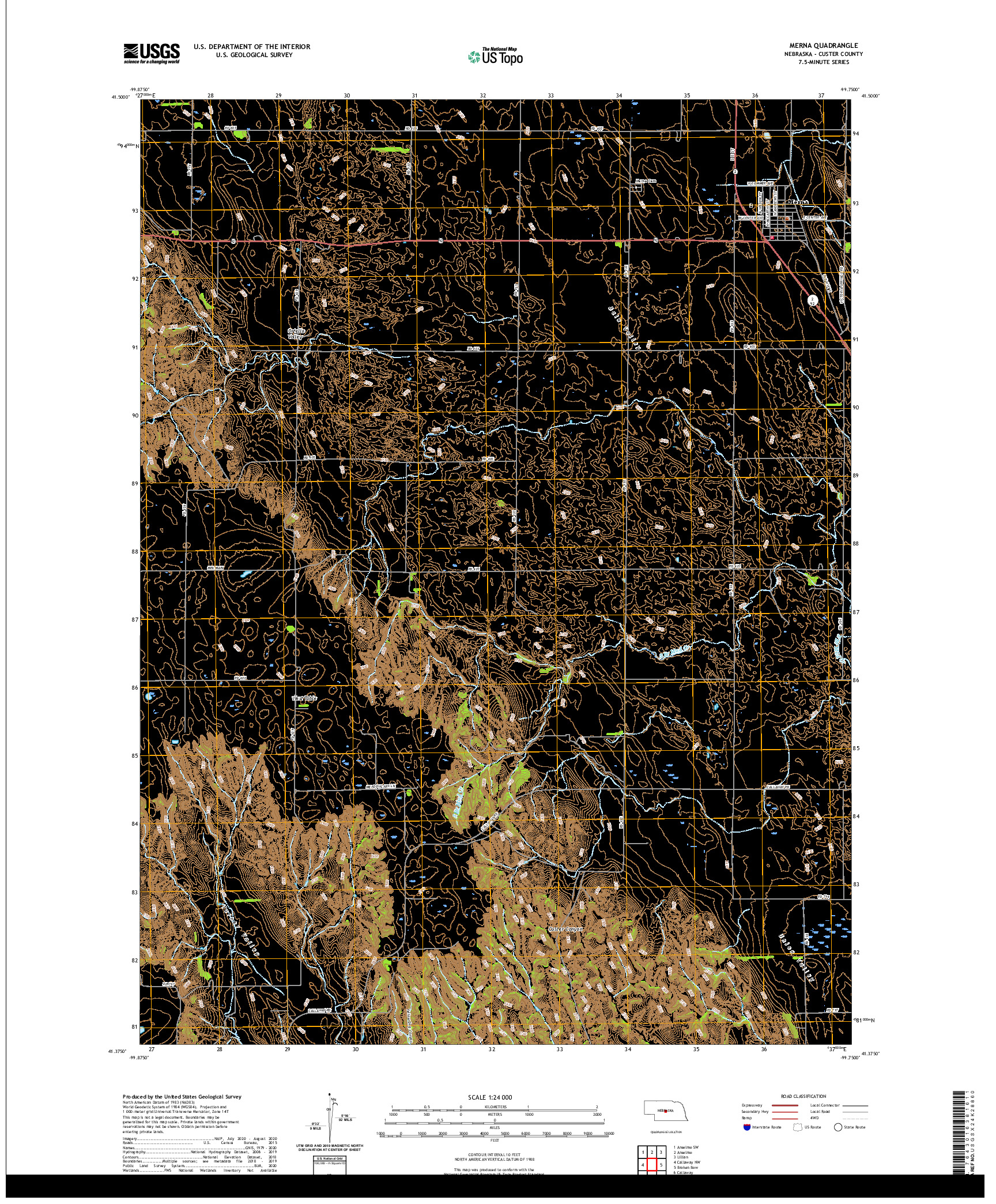 USGS US TOPO 7.5-MINUTE MAP FOR MERNA, NE 2021