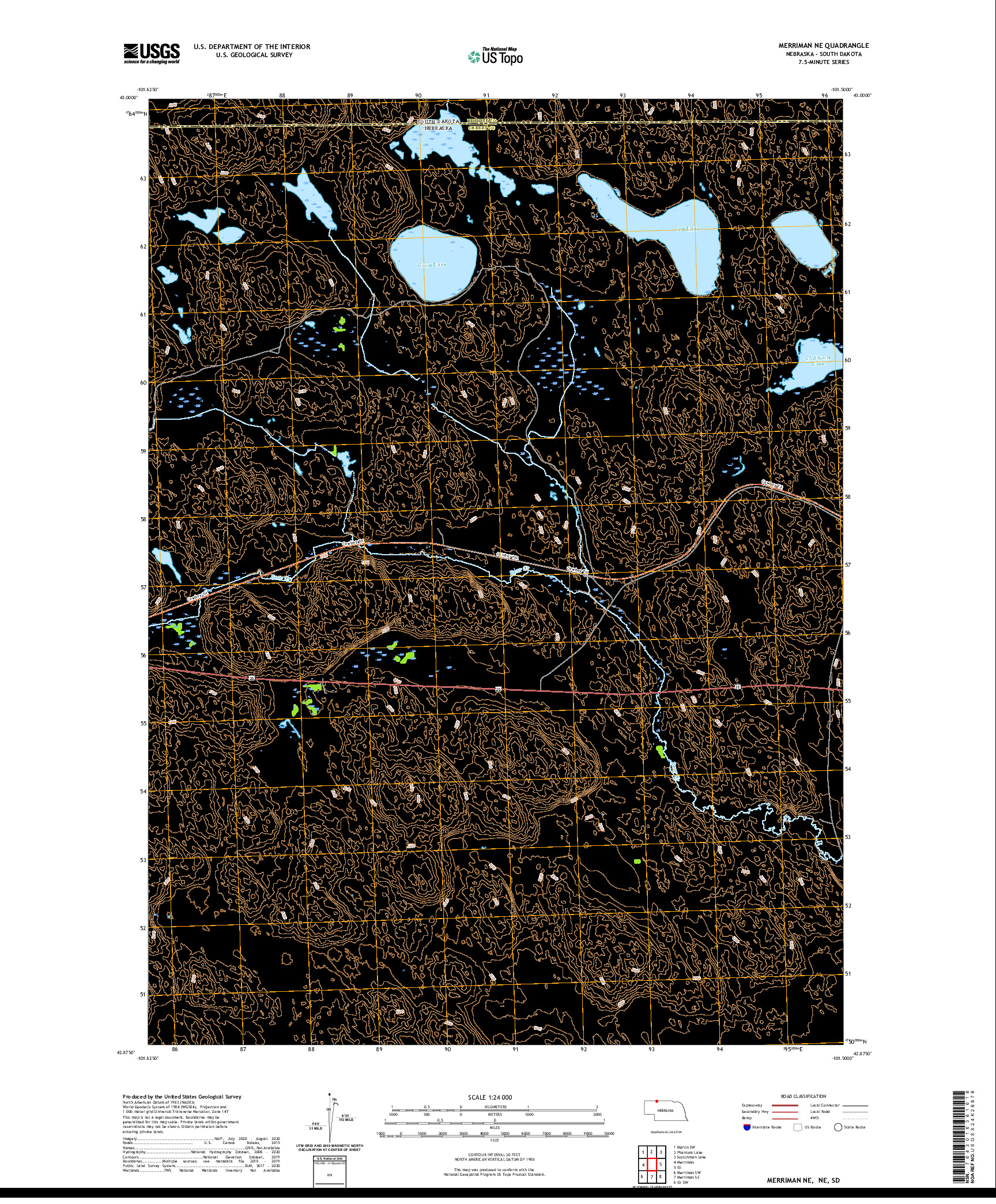 USGS US TOPO 7.5-MINUTE MAP FOR MERRIMAN NE, NE,SD 2021