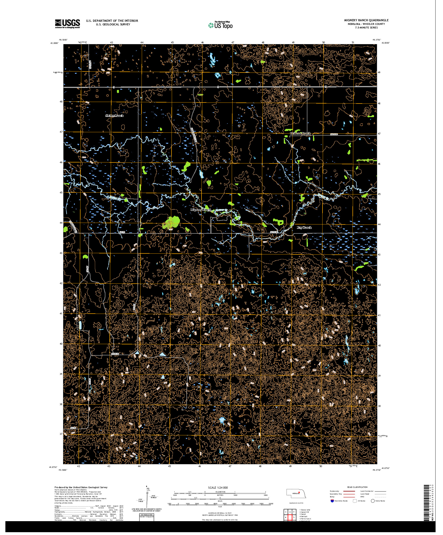 USGS US TOPO 7.5-MINUTE MAP FOR MIGNERY RANCH, NE 2021