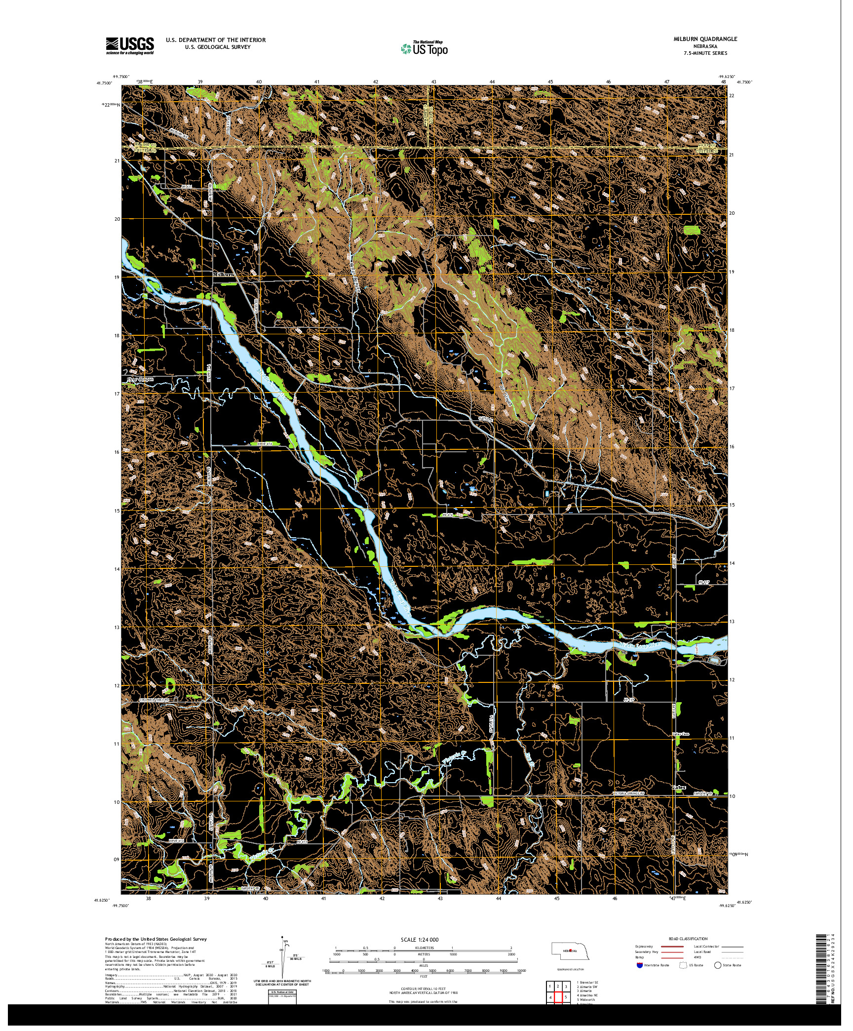 USGS US TOPO 7.5-MINUTE MAP FOR MILBURN, NE 2021