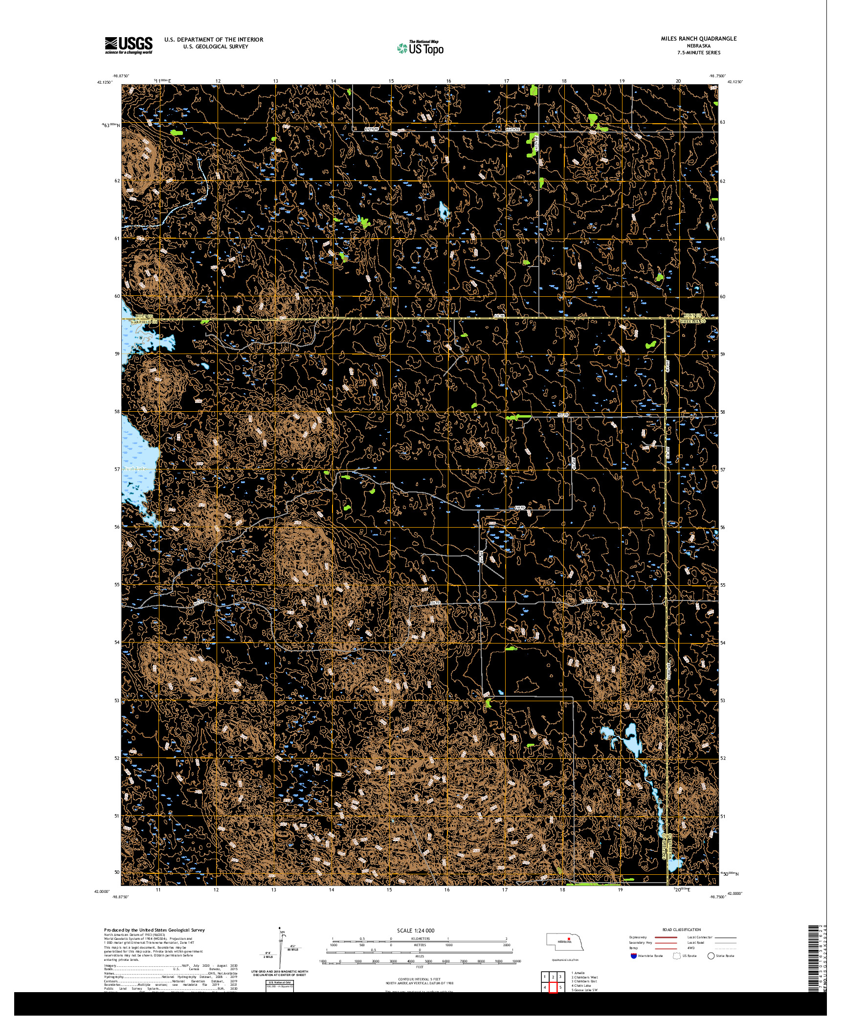 USGS US TOPO 7.5-MINUTE MAP FOR MILES RANCH, NE 2021