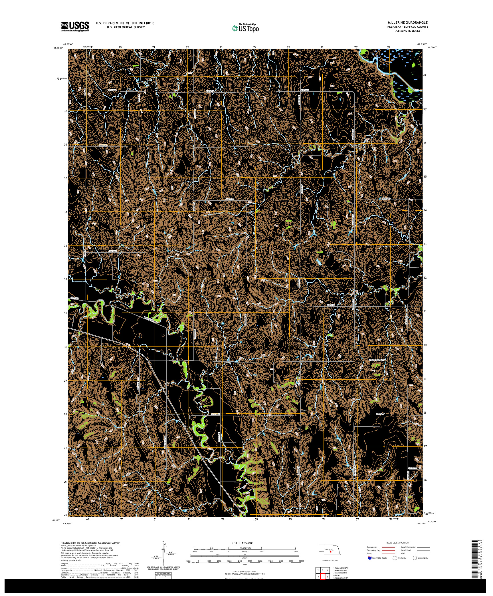 USGS US TOPO 7.5-MINUTE MAP FOR MILLER NE, NE 2021