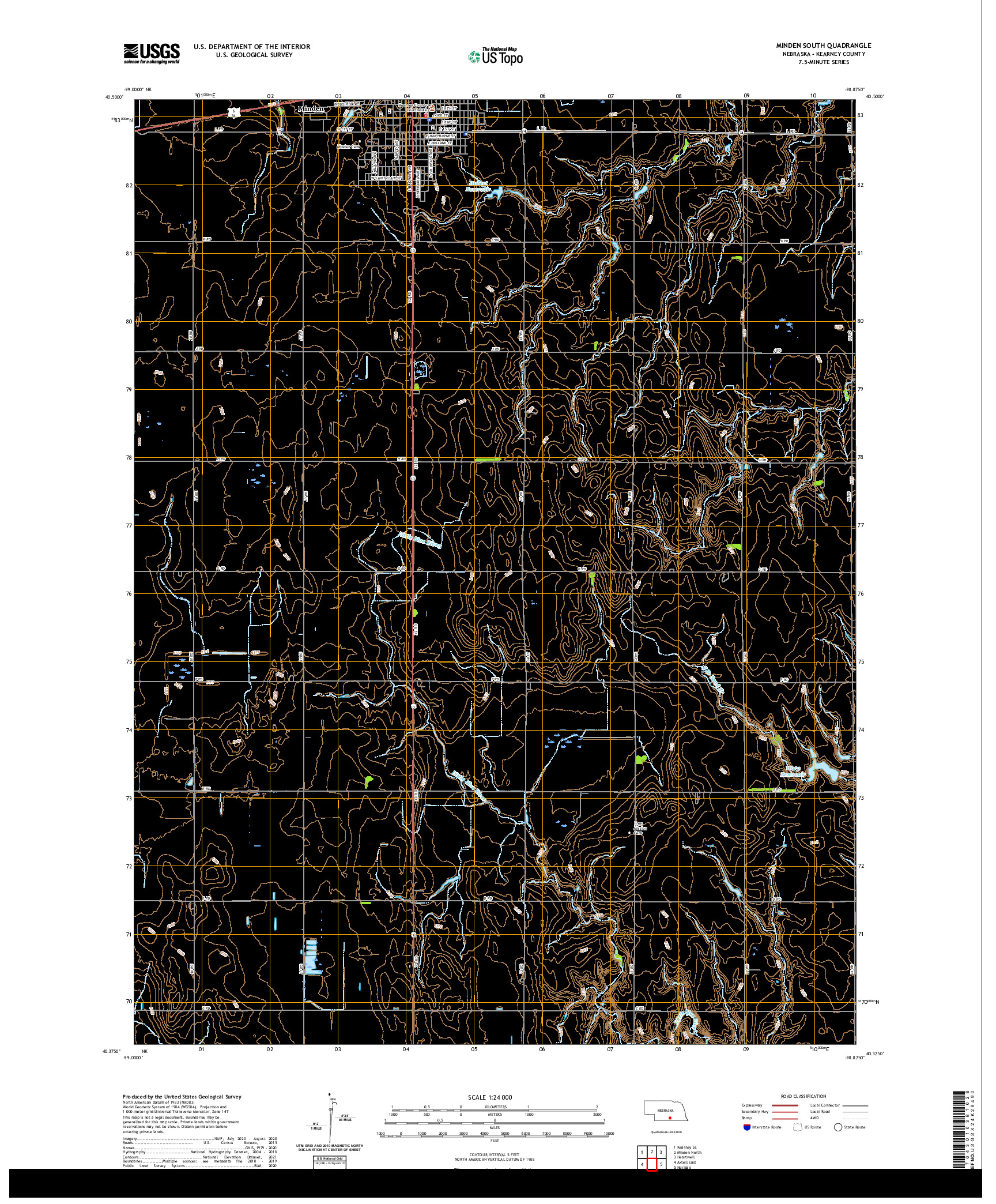 USGS US TOPO 7.5-MINUTE MAP FOR MINDEN SOUTH, NE 2021