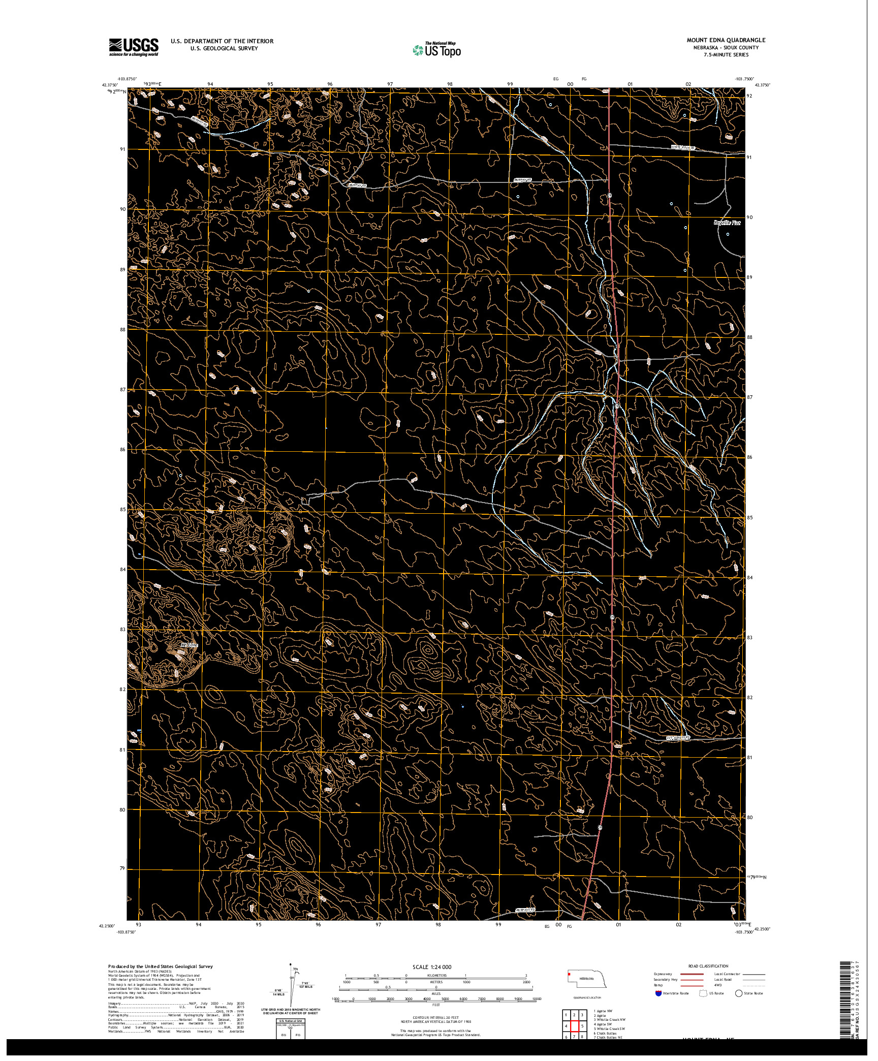 USGS US TOPO 7.5-MINUTE MAP FOR MOUNT EDNA, NE 2021