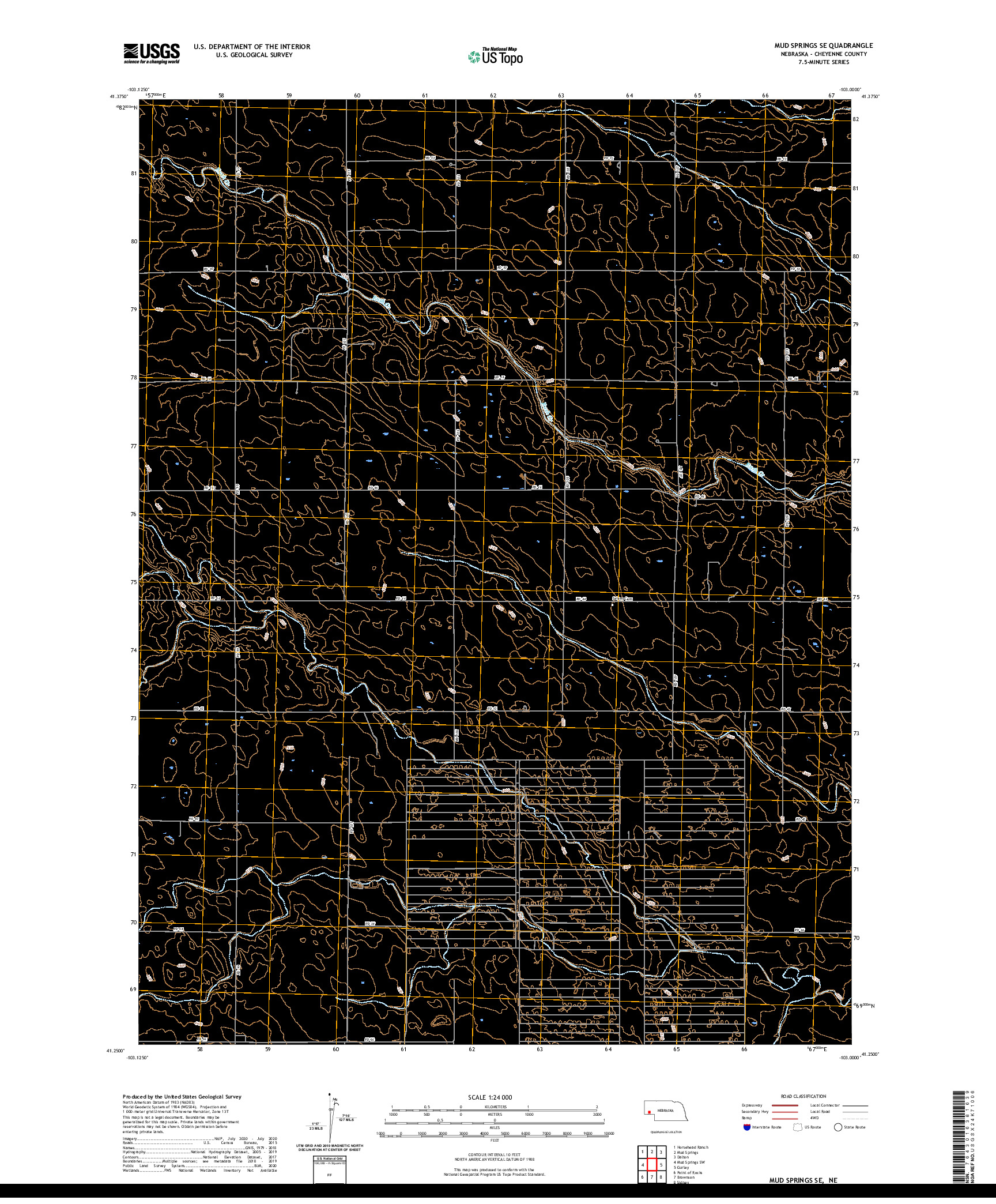 USGS US TOPO 7.5-MINUTE MAP FOR MUD SPRINGS SE, NE 2021