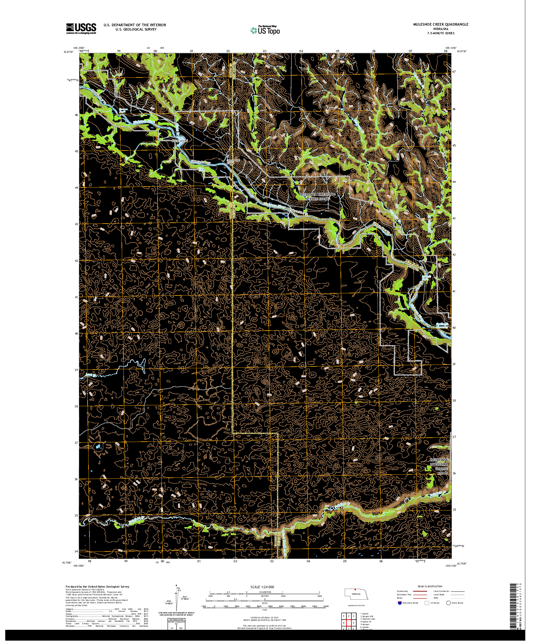 USGS US TOPO 7.5-MINUTE MAP FOR MULESHOE CREEK, NE 2021