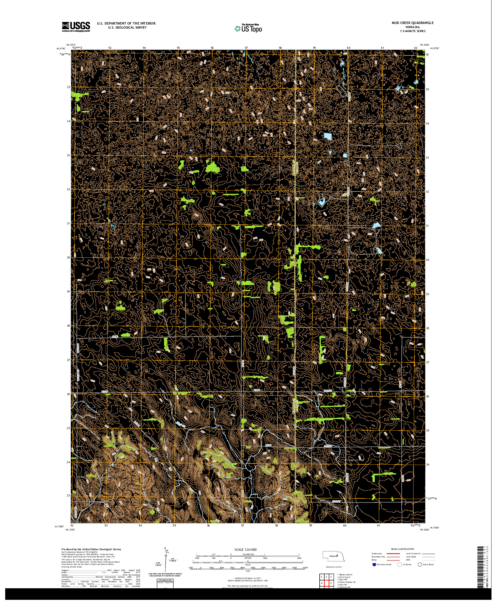 USGS US TOPO 7.5-MINUTE MAP FOR MUD CREEK, NE 2021