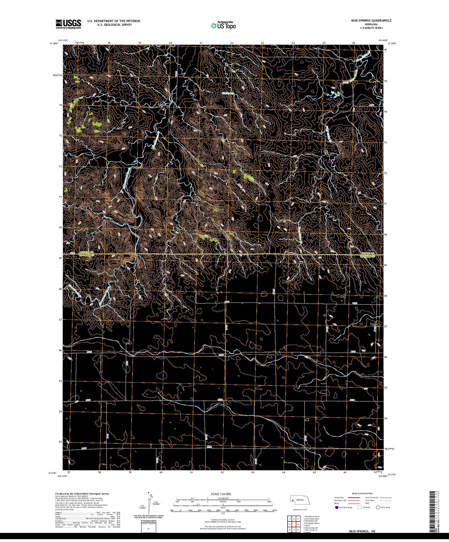 USGS US TOPO 7.5-MINUTE MAP FOR MUD SPRINGS, NE 2021