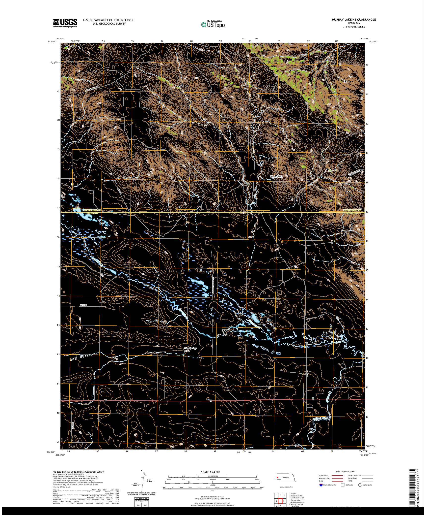 USGS US TOPO 7.5-MINUTE MAP FOR MURRAY LAKE NE, NE 2021