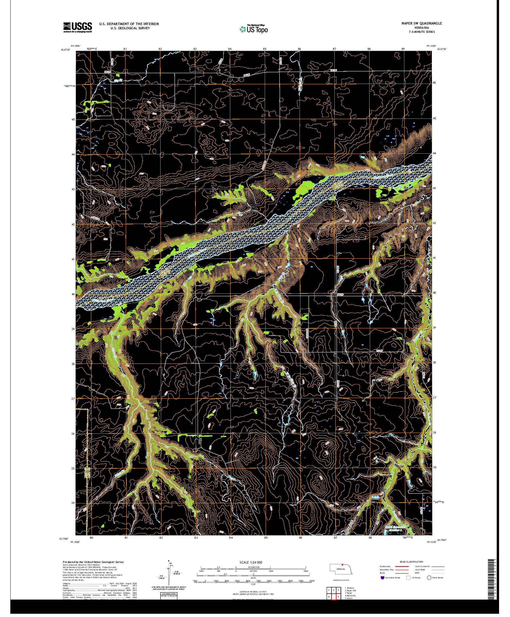 USGS US TOPO 7.5-MINUTE MAP FOR NAPER SW, NE 2021