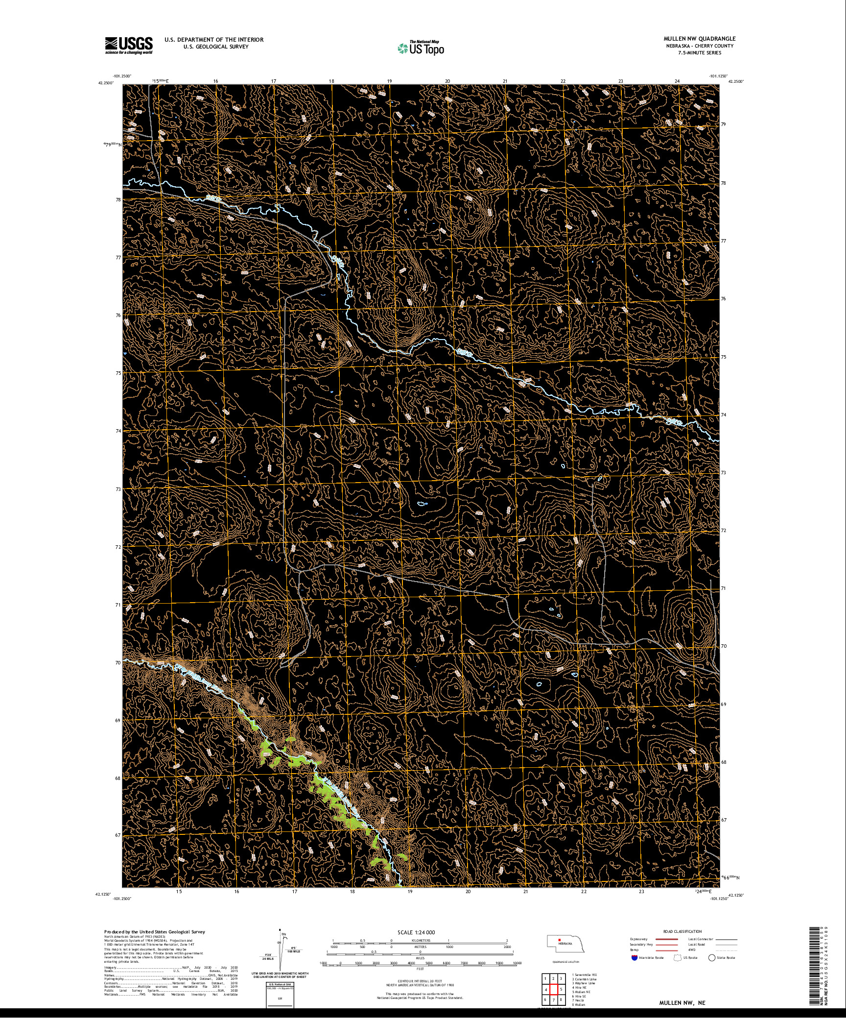 USGS US TOPO 7.5-MINUTE MAP FOR MULLEN NW, NE 2021