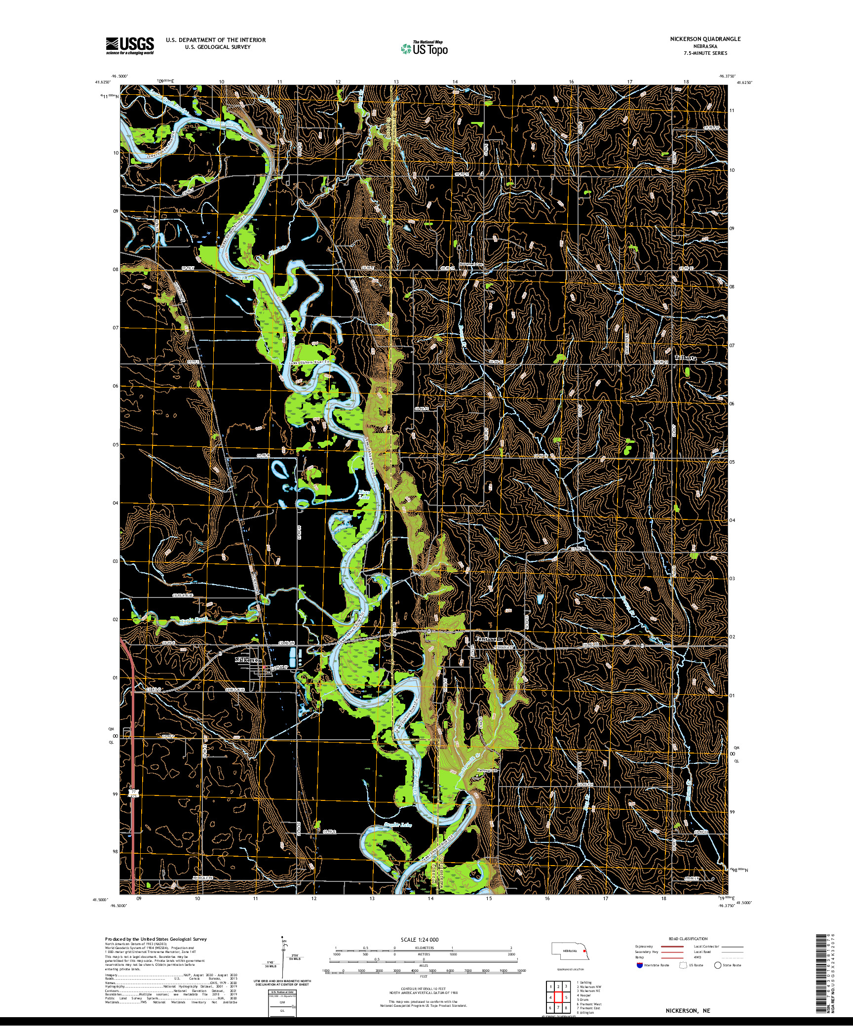 USGS US TOPO 7.5-MINUTE MAP FOR NICKERSON, NE 2021