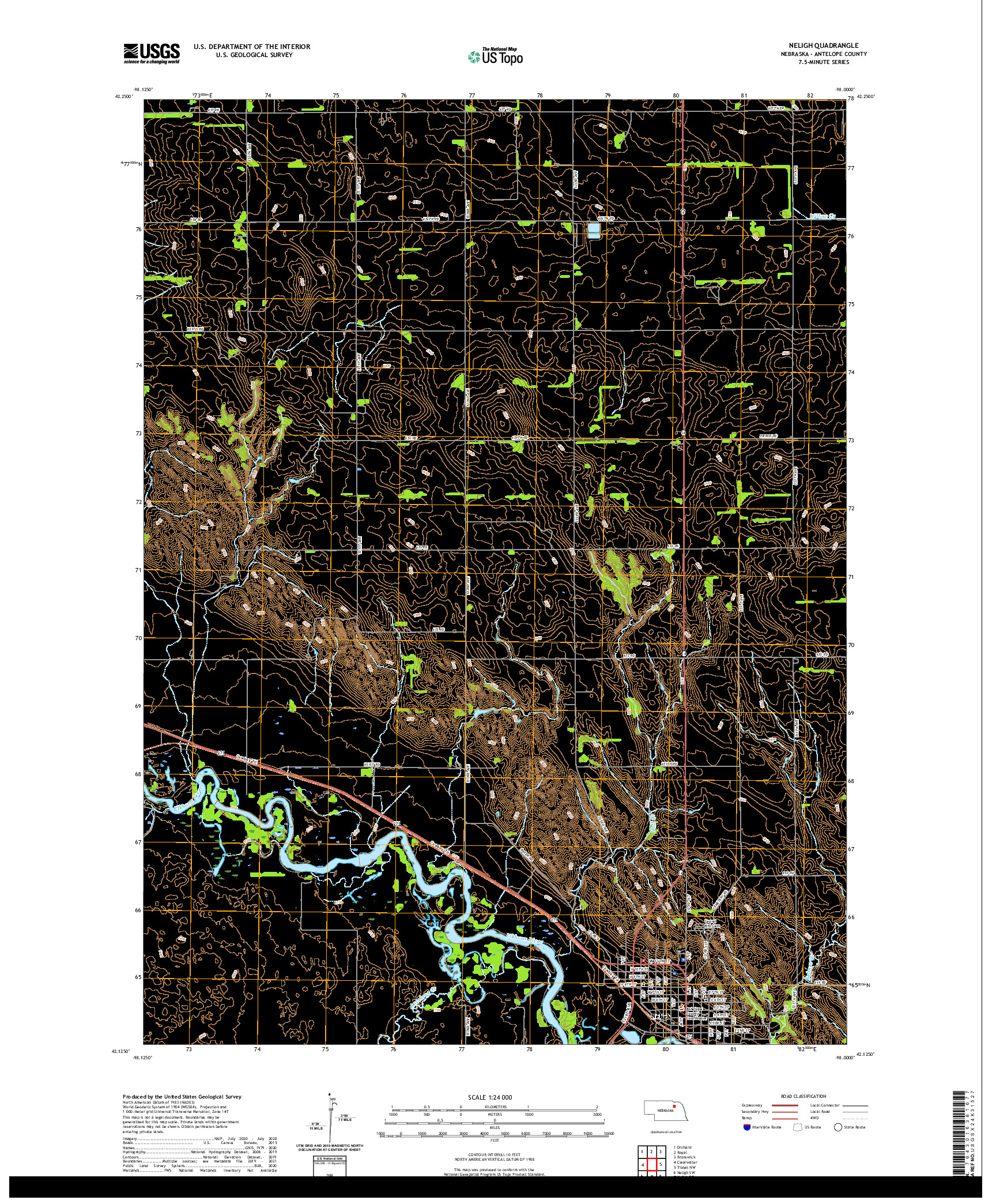 USGS US TOPO 7.5-MINUTE MAP FOR NELIGH, NE 2021