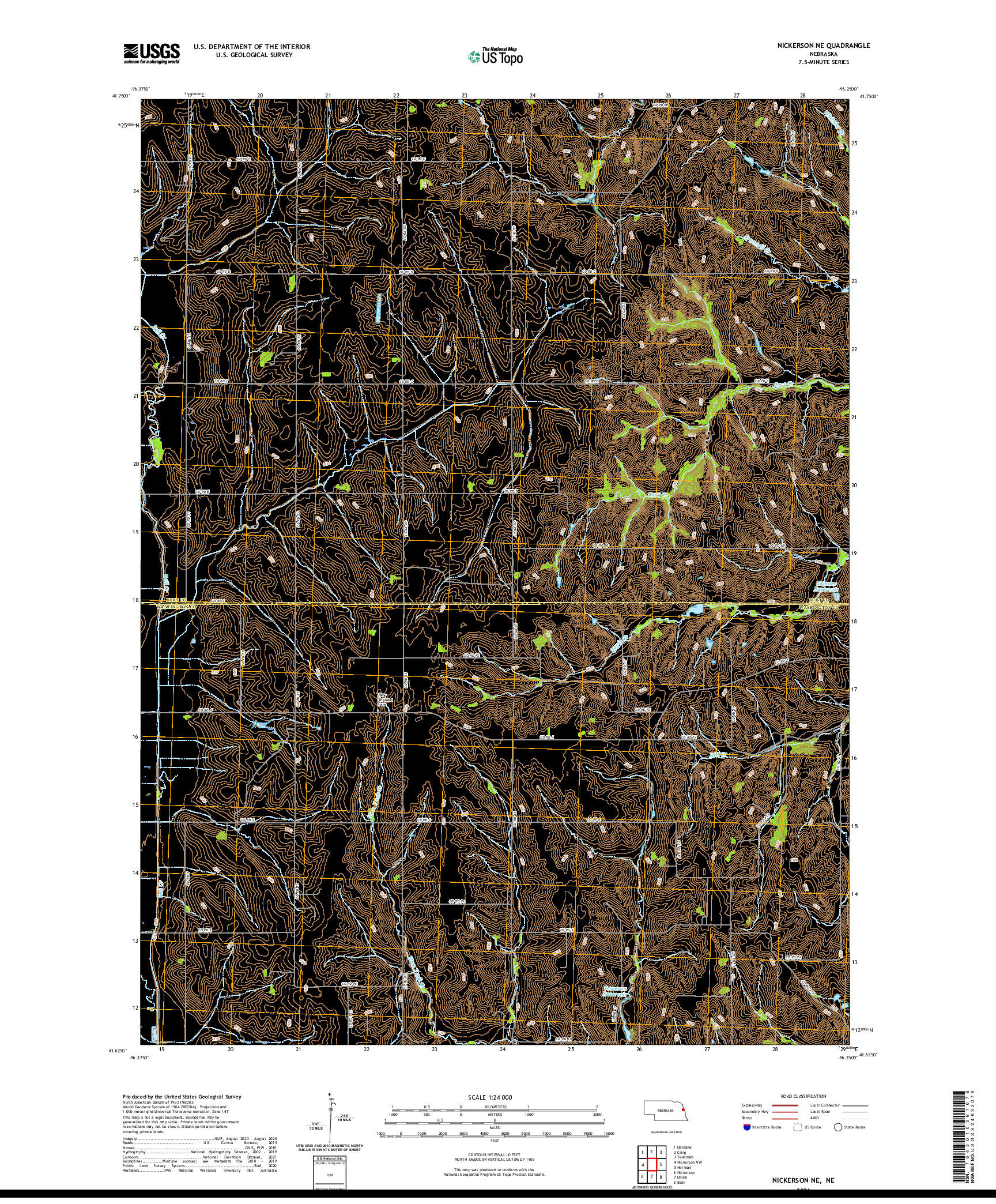 USGS US TOPO 7.5-MINUTE MAP FOR NICKERSON NE, NE 2021