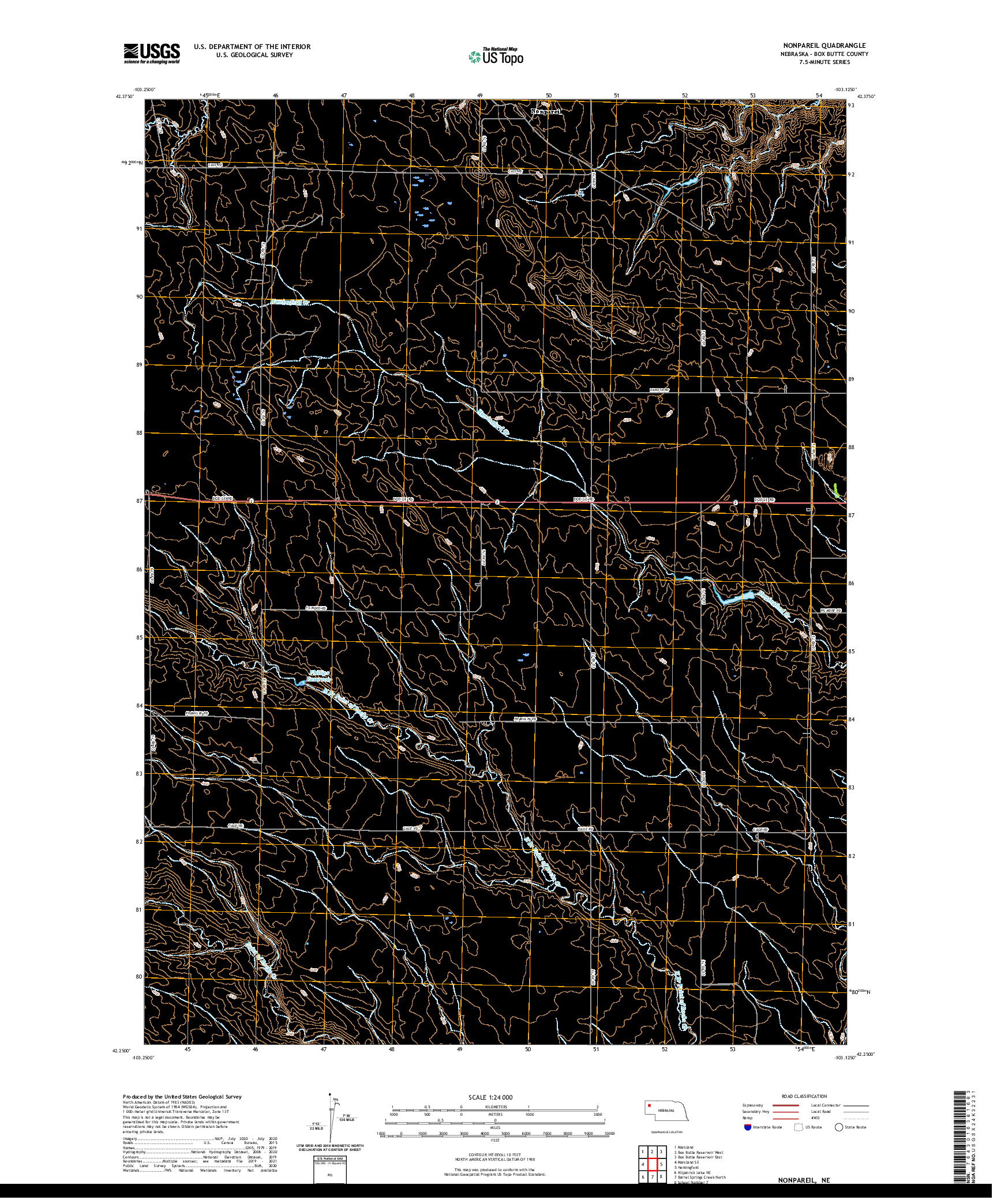 USGS US TOPO 7.5-MINUTE MAP FOR NONPAREIL, NE 2021