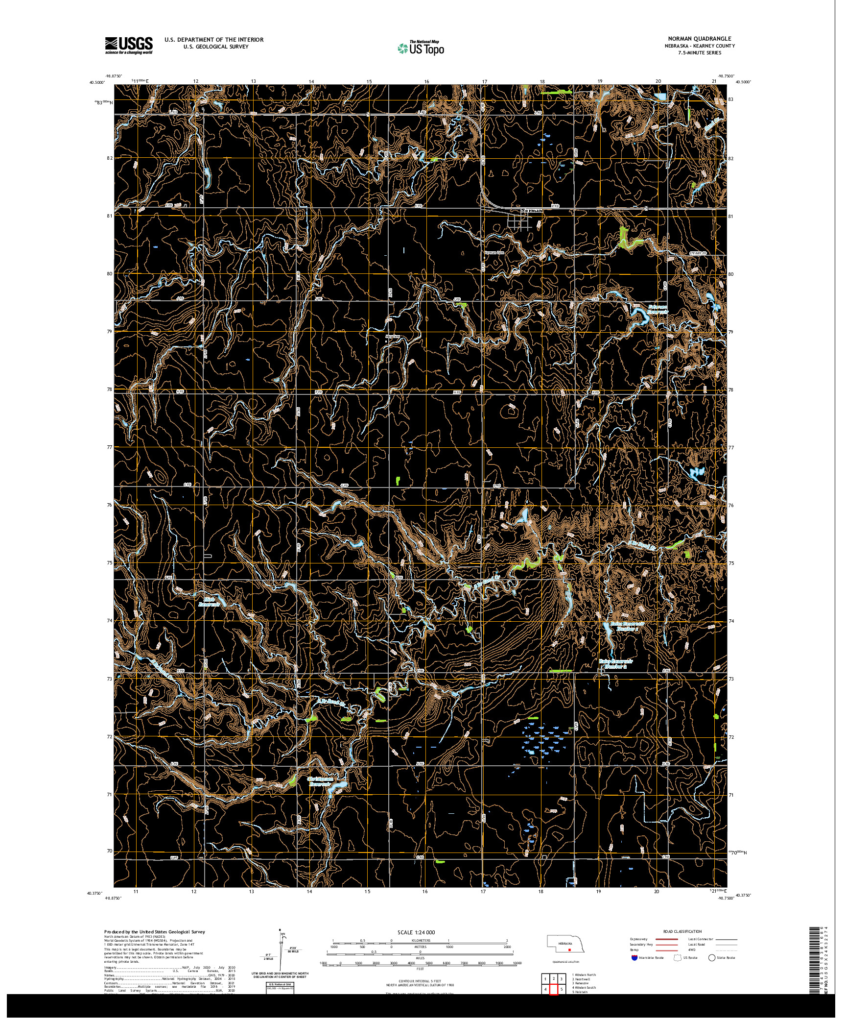 USGS US TOPO 7.5-MINUTE MAP FOR NORMAN, NE 2021