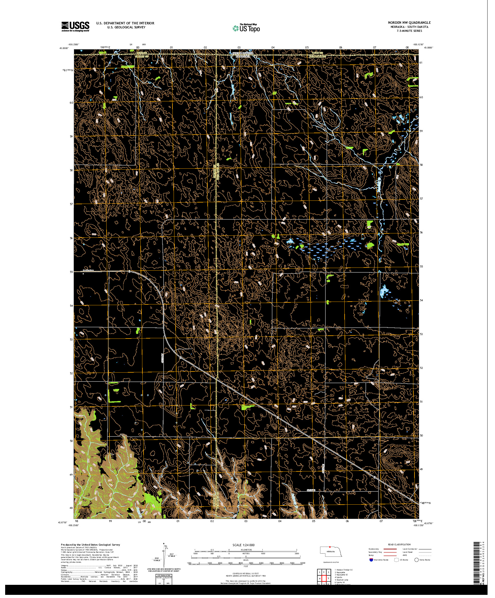 USGS US TOPO 7.5-MINUTE MAP FOR NORDEN NW, NE,SD 2021