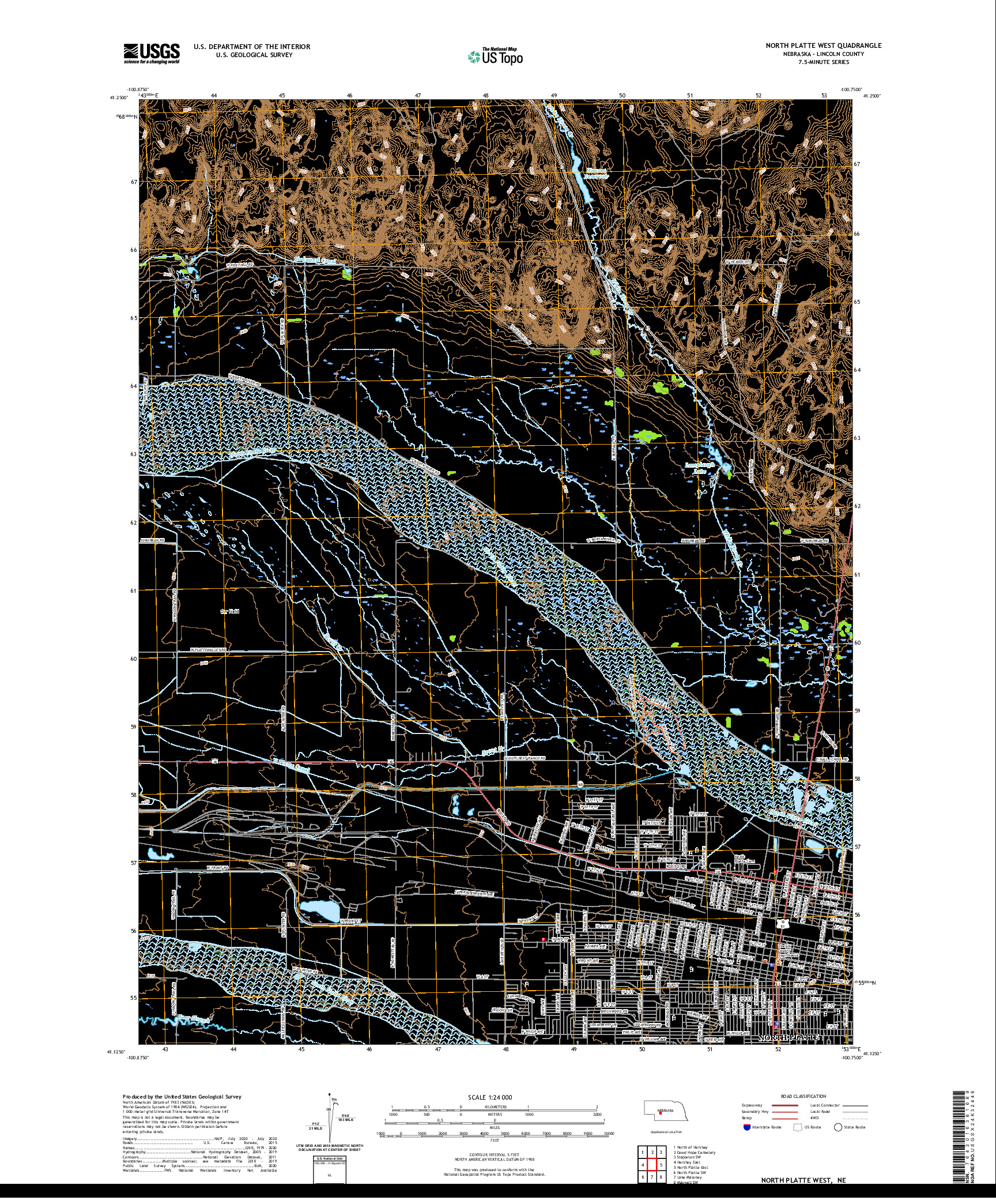 USGS US TOPO 7.5-MINUTE MAP FOR NORTH PLATTE WEST, NE 2021