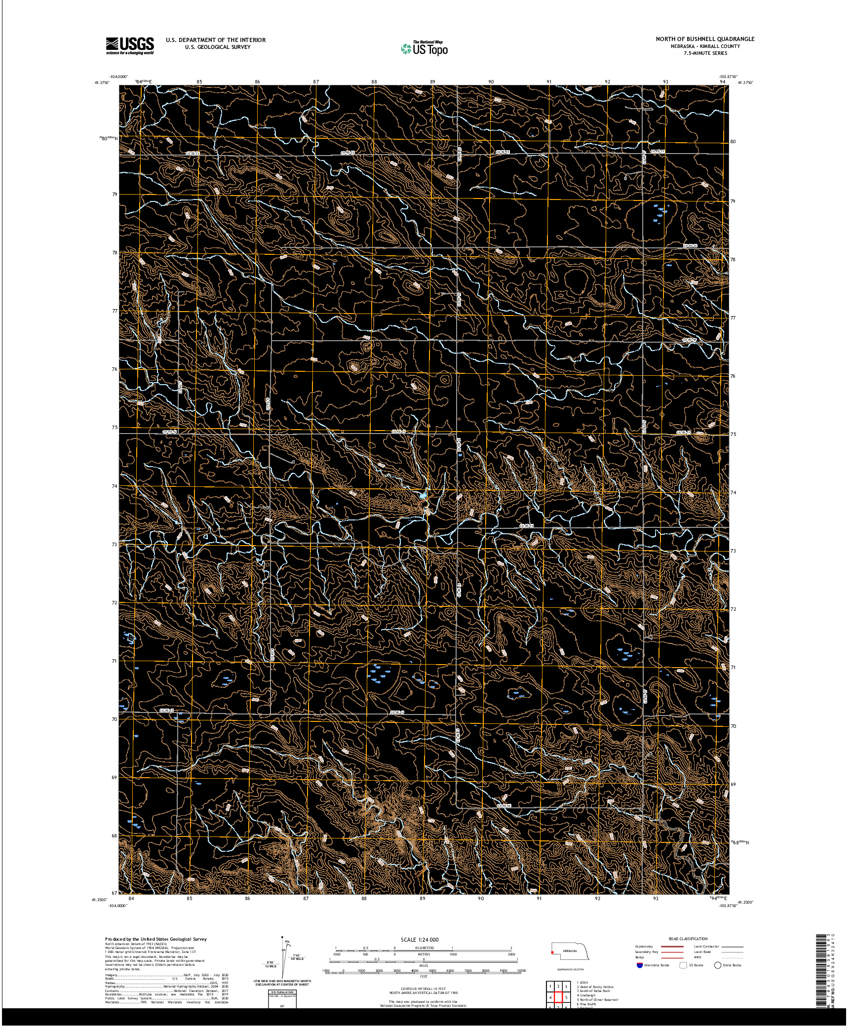 USGS US TOPO 7.5-MINUTE MAP FOR NORTH OF BUSHNELL, NE 2021