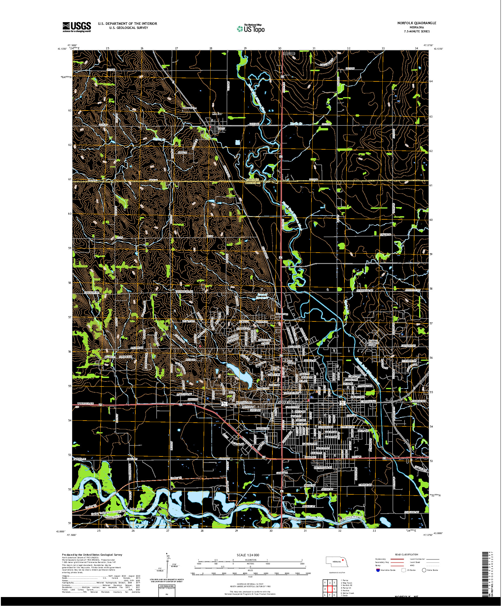USGS US TOPO 7.5-MINUTE MAP FOR NORFOLK, NE 2021