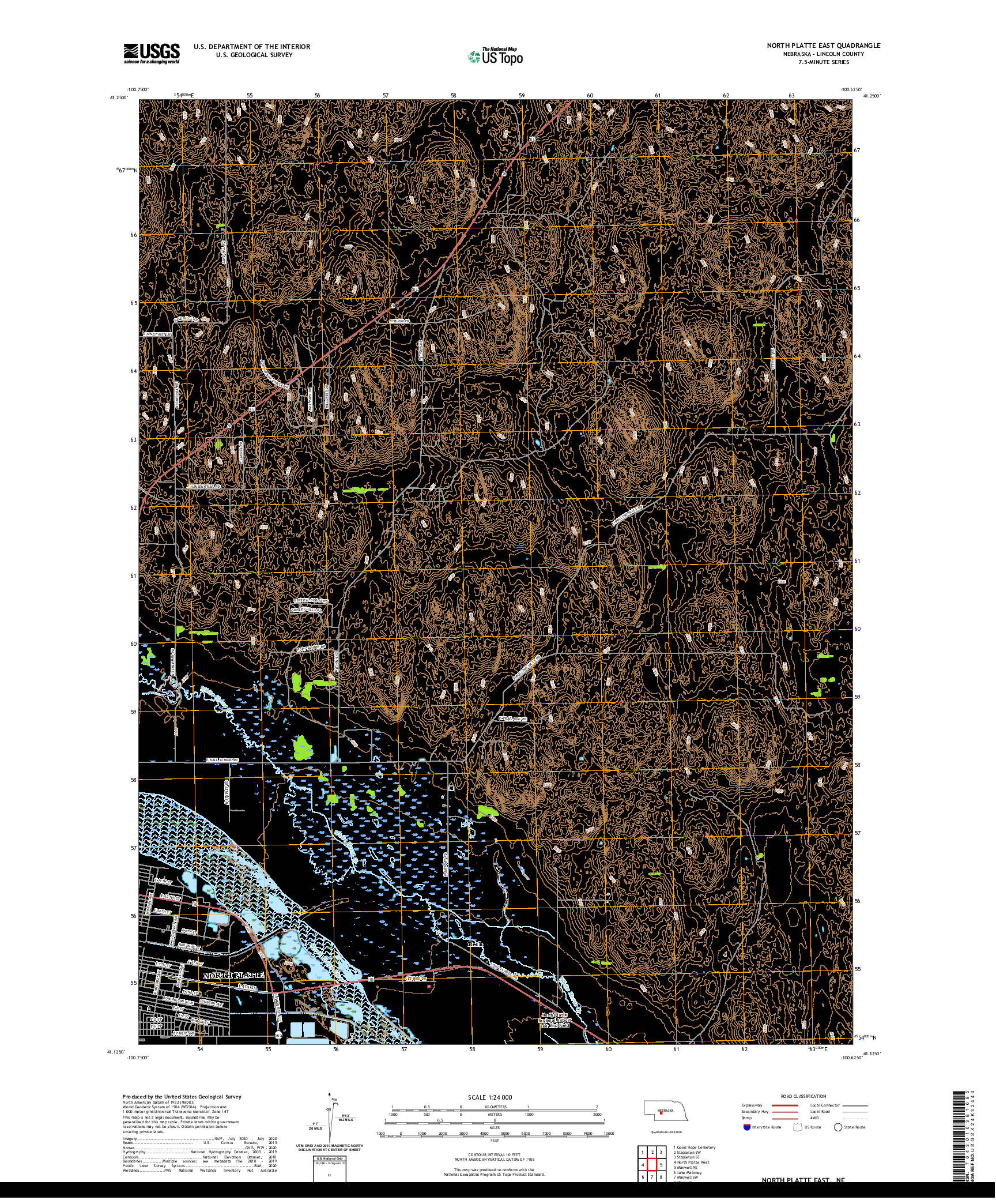 USGS US TOPO 7.5-MINUTE MAP FOR NORTH PLATTE EAST, NE 2021