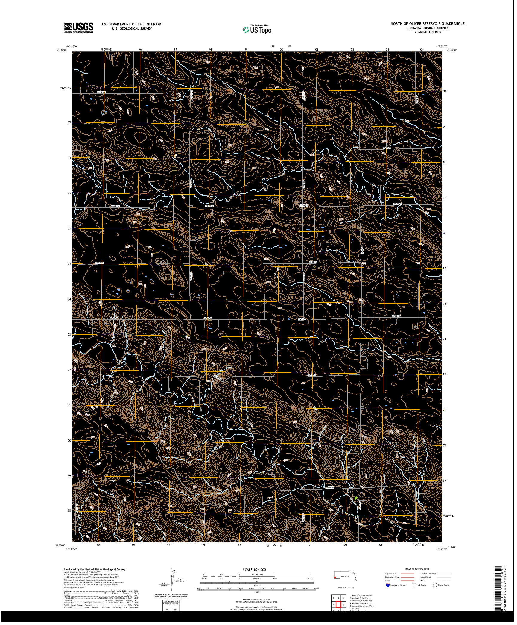 USGS US TOPO 7.5-MINUTE MAP FOR NORTH OF OLIVER RESERVOIR, NE 2021