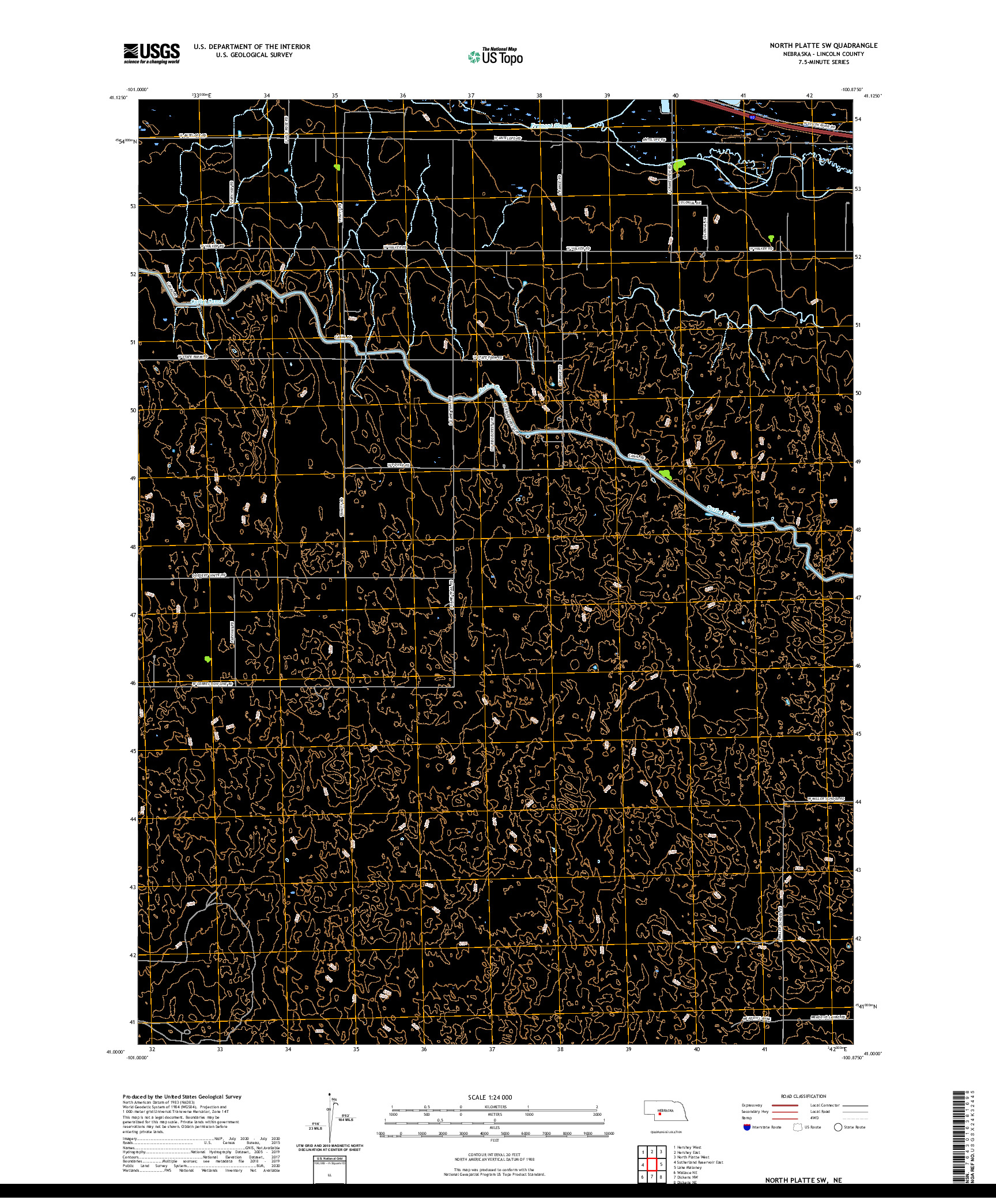 USGS US TOPO 7.5-MINUTE MAP FOR NORTH PLATTE SW, NE 2021