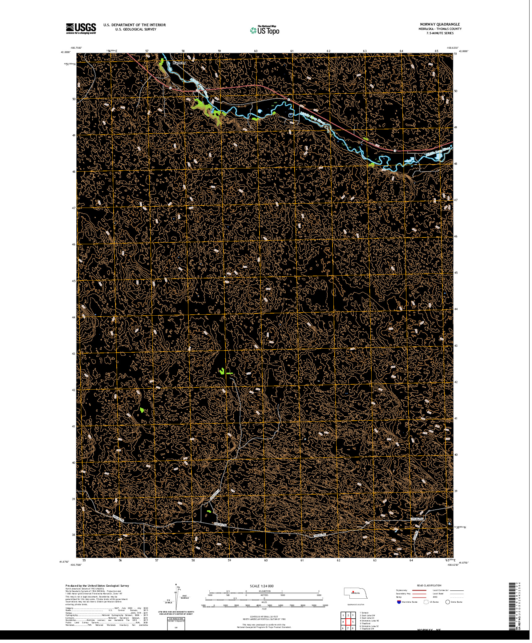 USGS US TOPO 7.5-MINUTE MAP FOR NORWAY, NE 2021