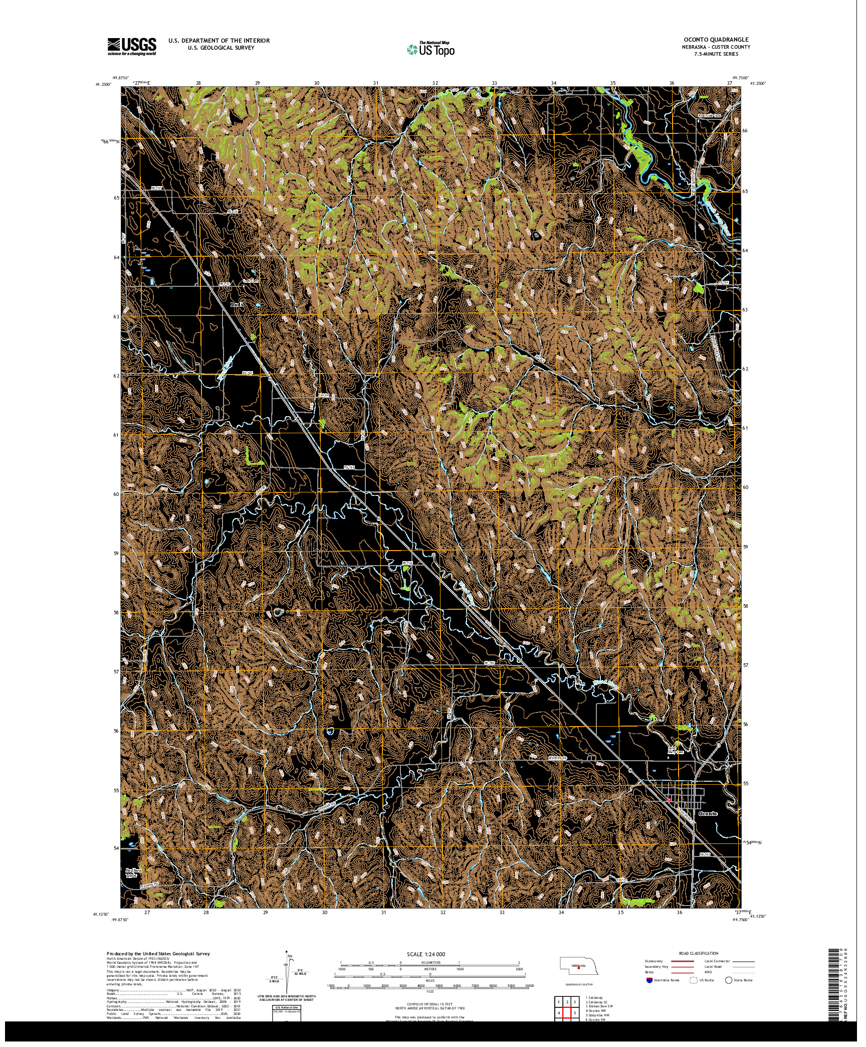 USGS US TOPO 7.5-MINUTE MAP FOR OCONTO, NE 2021
