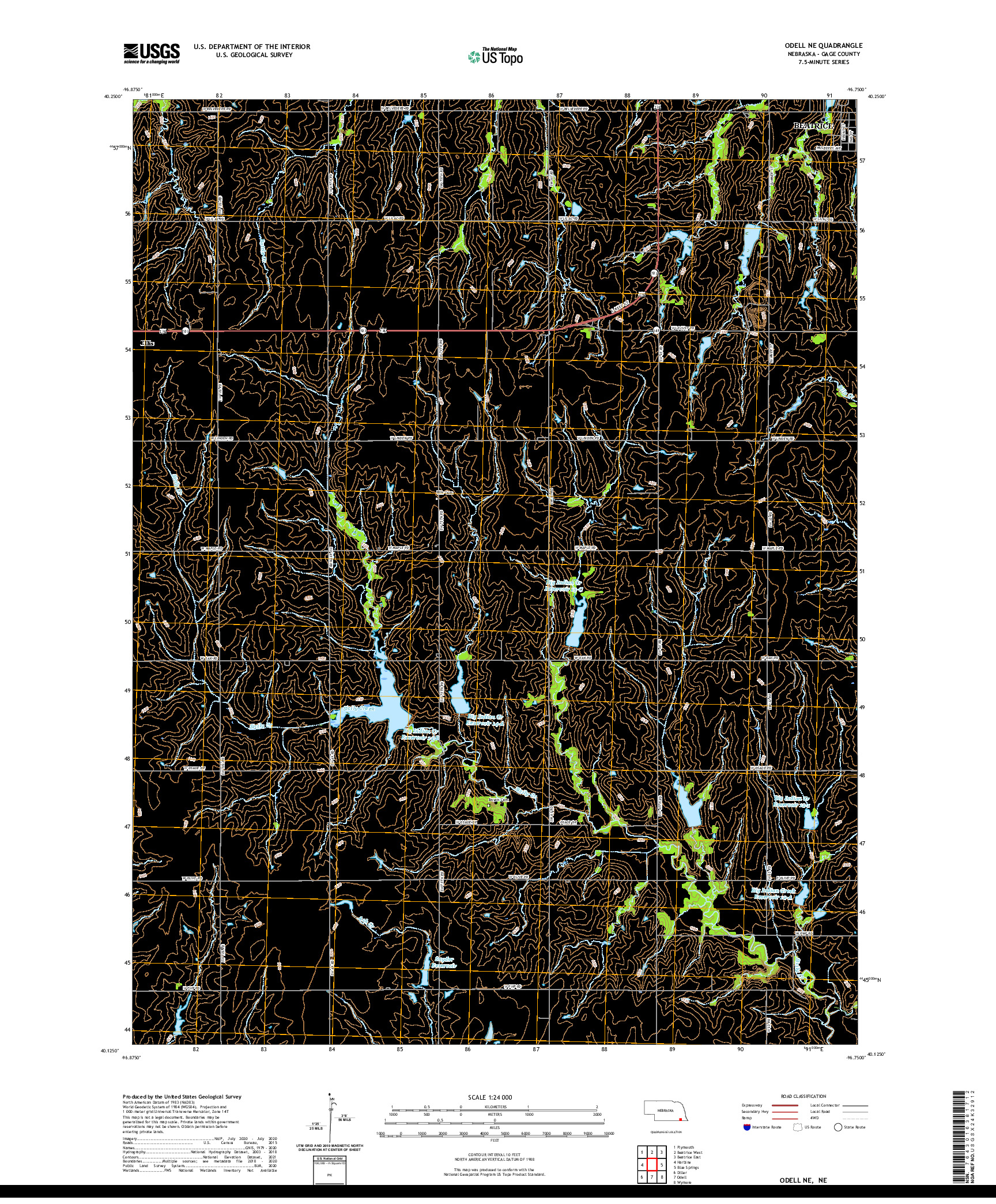 USGS US TOPO 7.5-MINUTE MAP FOR ODELL NE, NE 2021