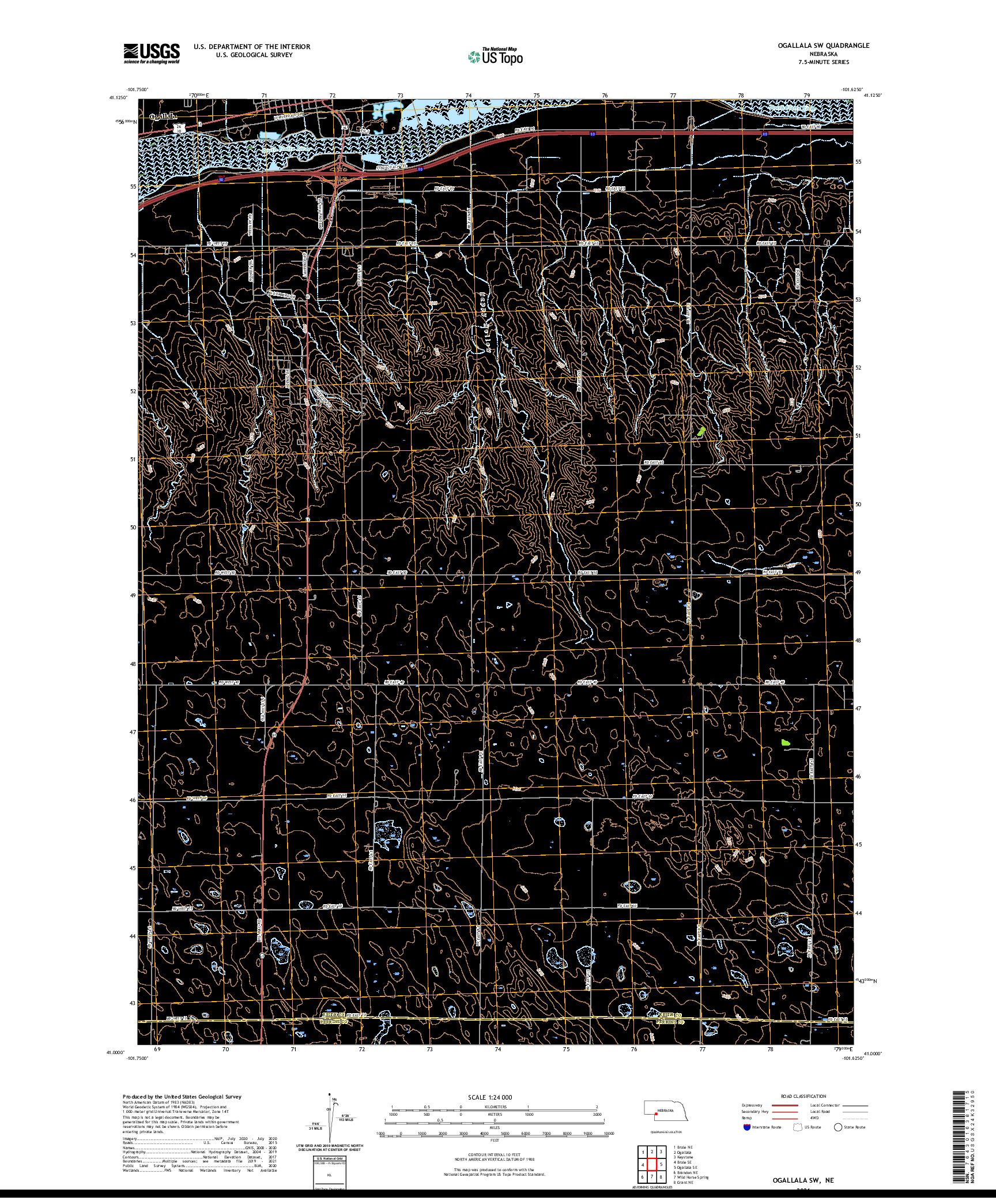 USGS US TOPO 7.5-MINUTE MAP FOR OGALLALA SW, NE 2021