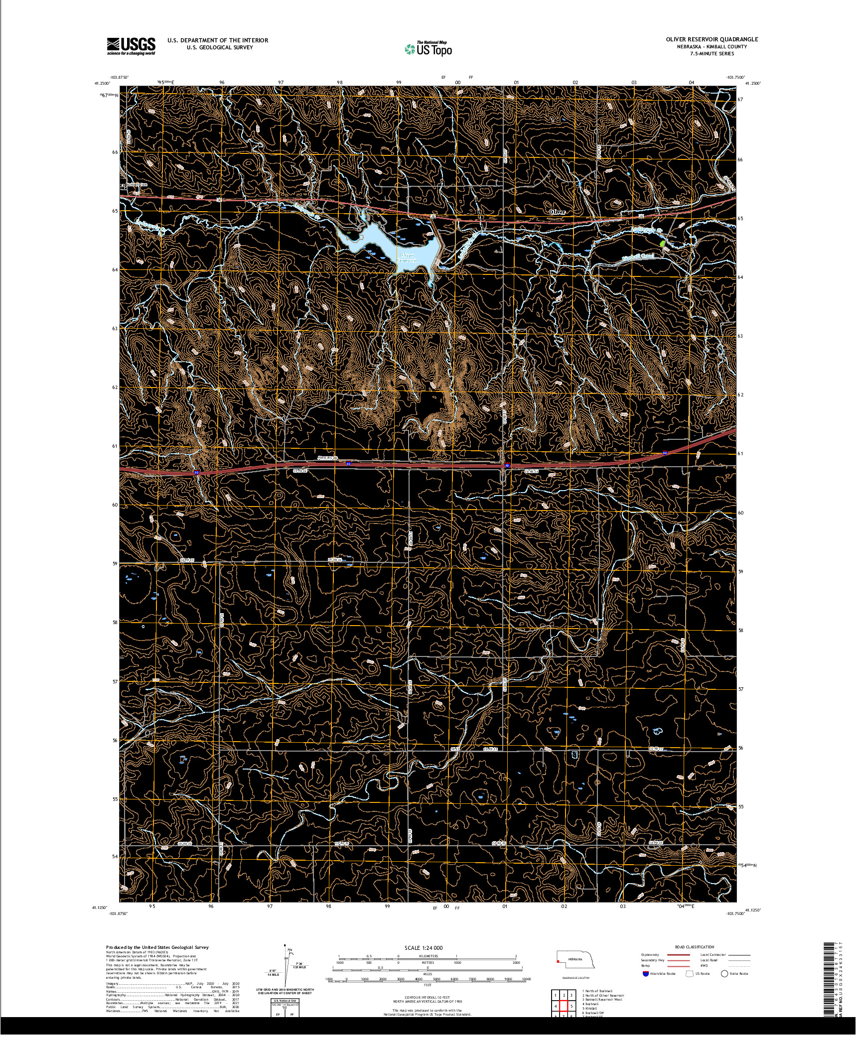 USGS US TOPO 7.5-MINUTE MAP FOR OLIVER RESERVOIR, NE 2021