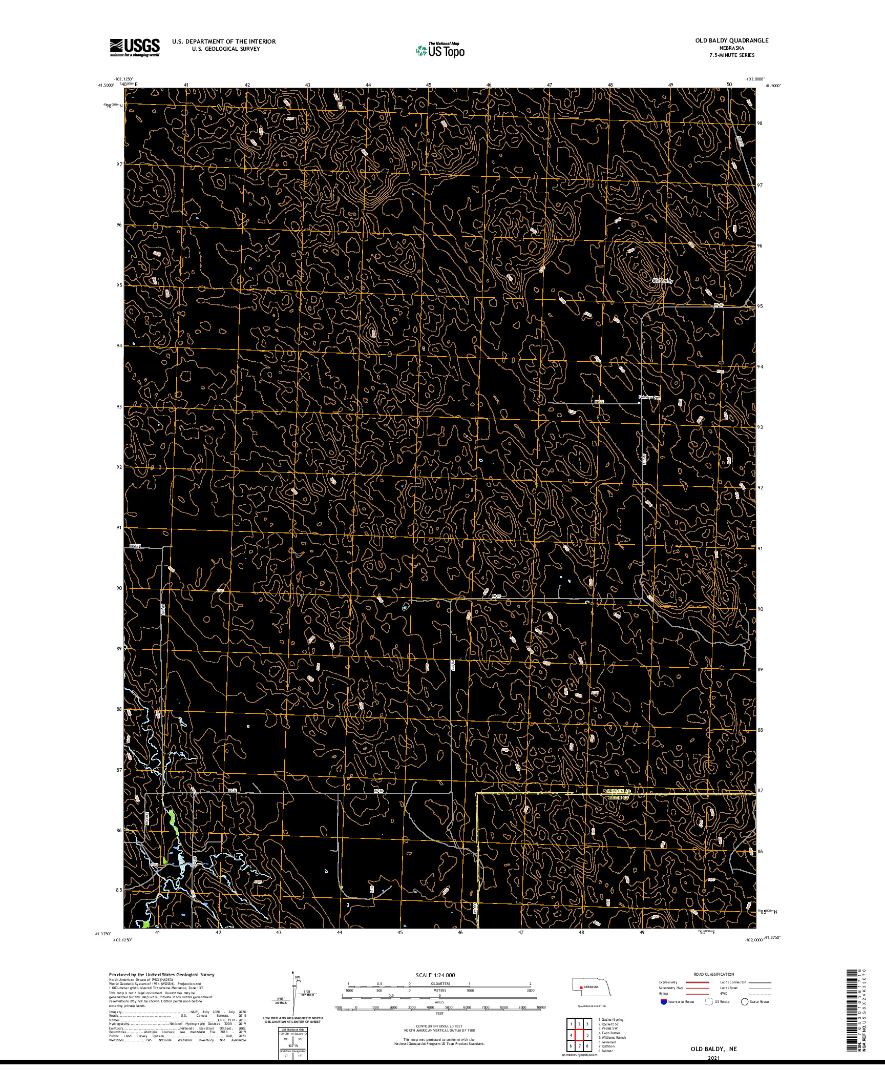 USGS US TOPO 7.5-MINUTE MAP FOR OLD BALDY, NE 2021