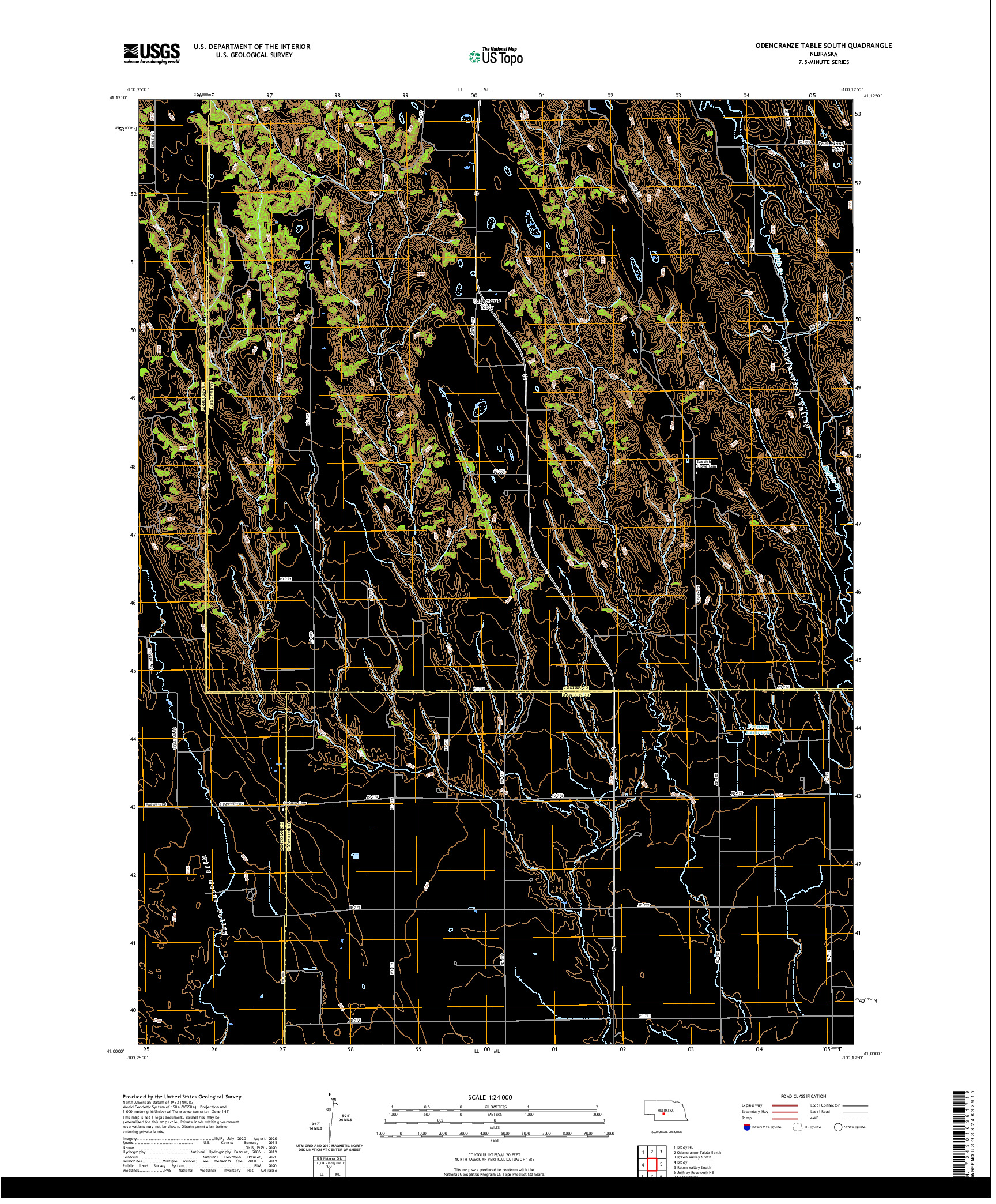 USGS US TOPO 7.5-MINUTE MAP FOR ODENCRANZE TABLE SOUTH, NE 2021