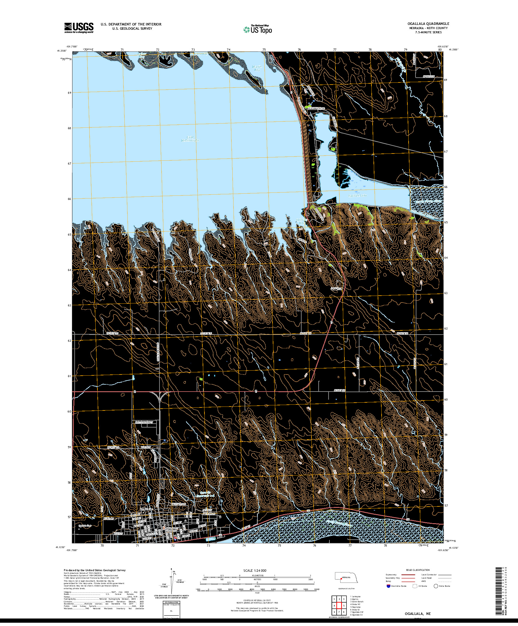 USGS US TOPO 7.5-MINUTE MAP FOR OGALLALA, NE 2021