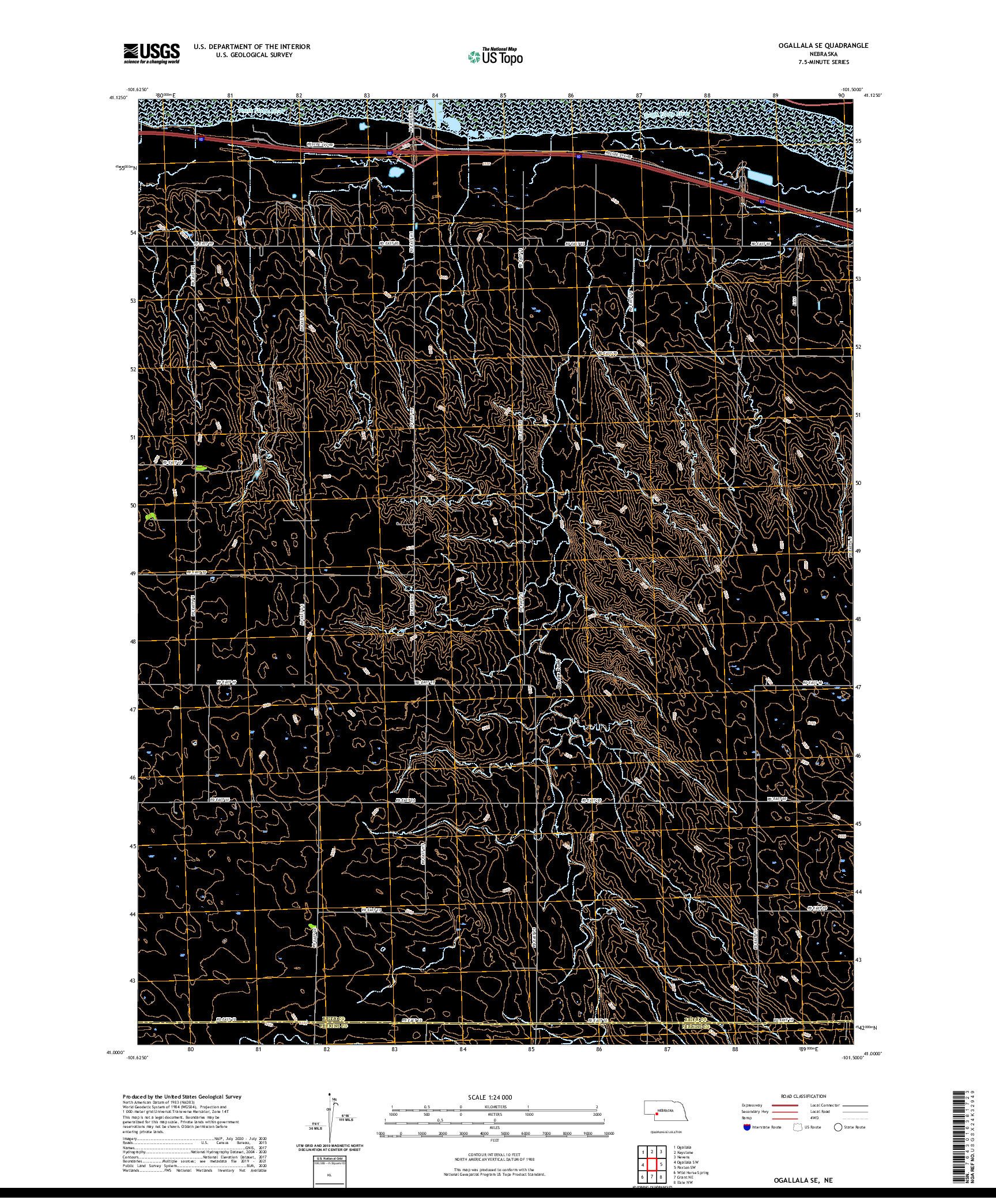 USGS US TOPO 7.5-MINUTE MAP FOR OGALLALA SE, NE 2021