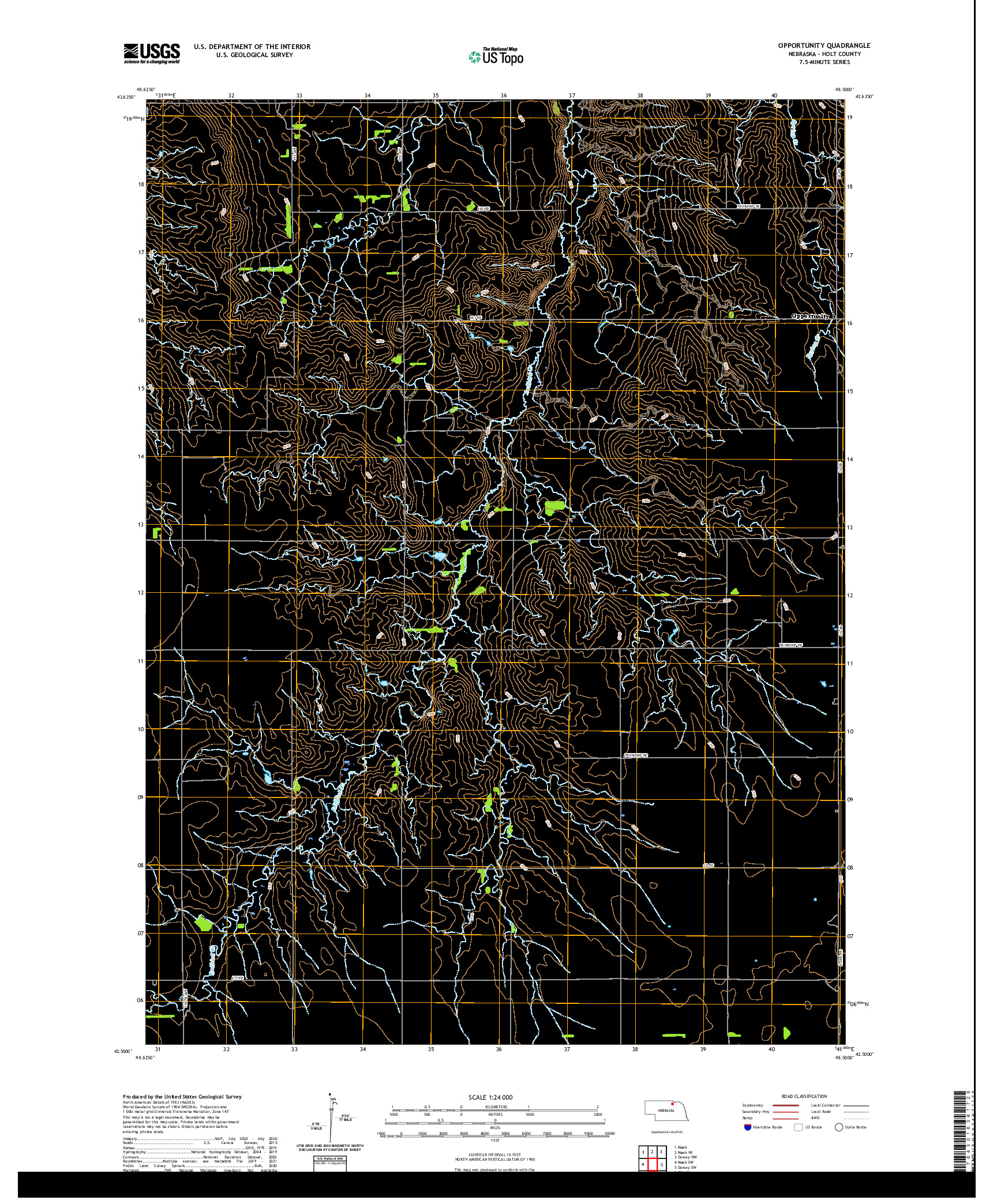 USGS US TOPO 7.5-MINUTE MAP FOR OPPORTUNITY, NE 2021