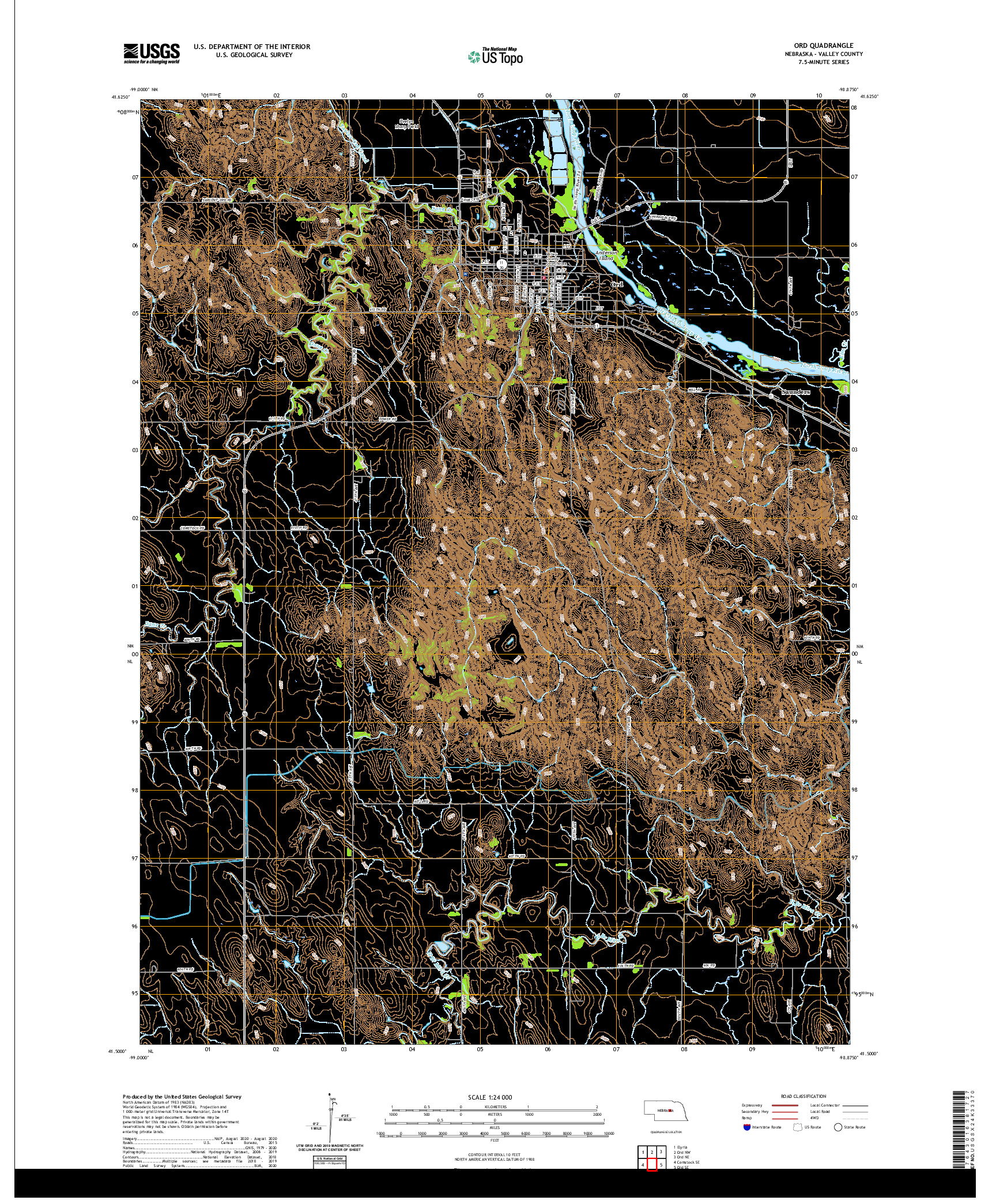 USGS US TOPO 7.5-MINUTE MAP FOR ORD, NE 2021