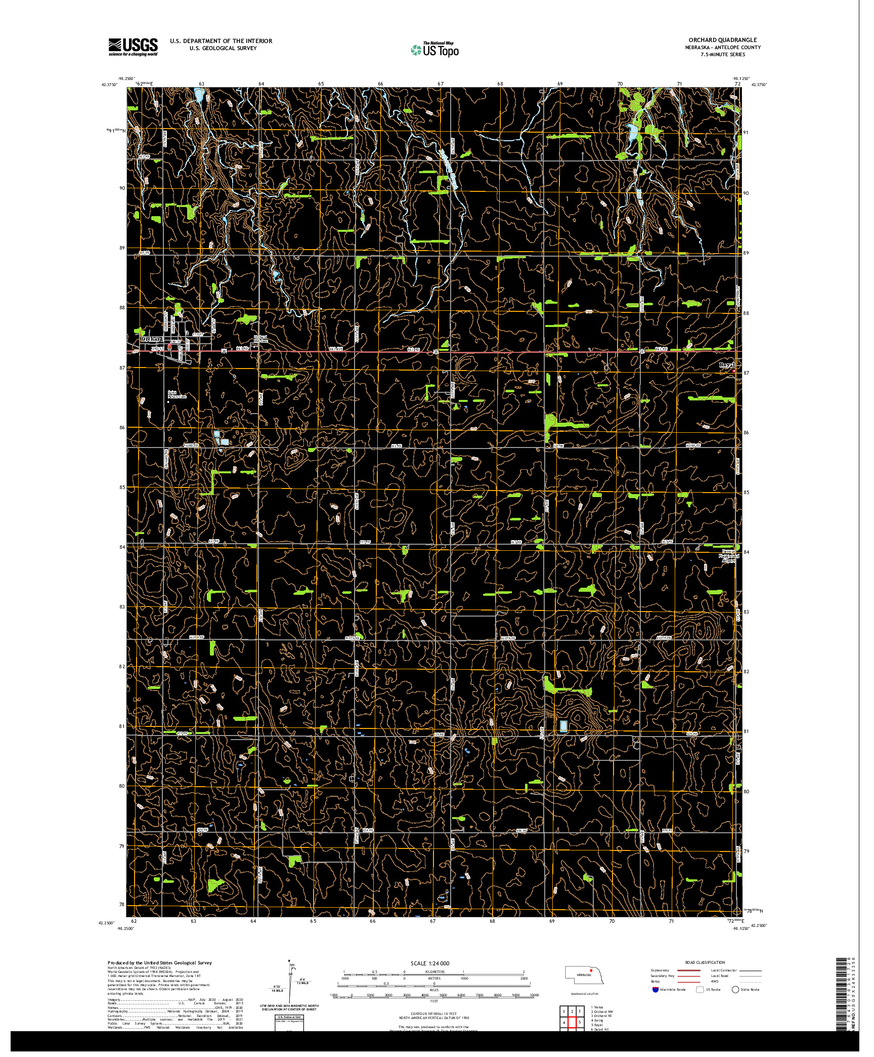 USGS US TOPO 7.5-MINUTE MAP FOR ORCHARD, NE 2021