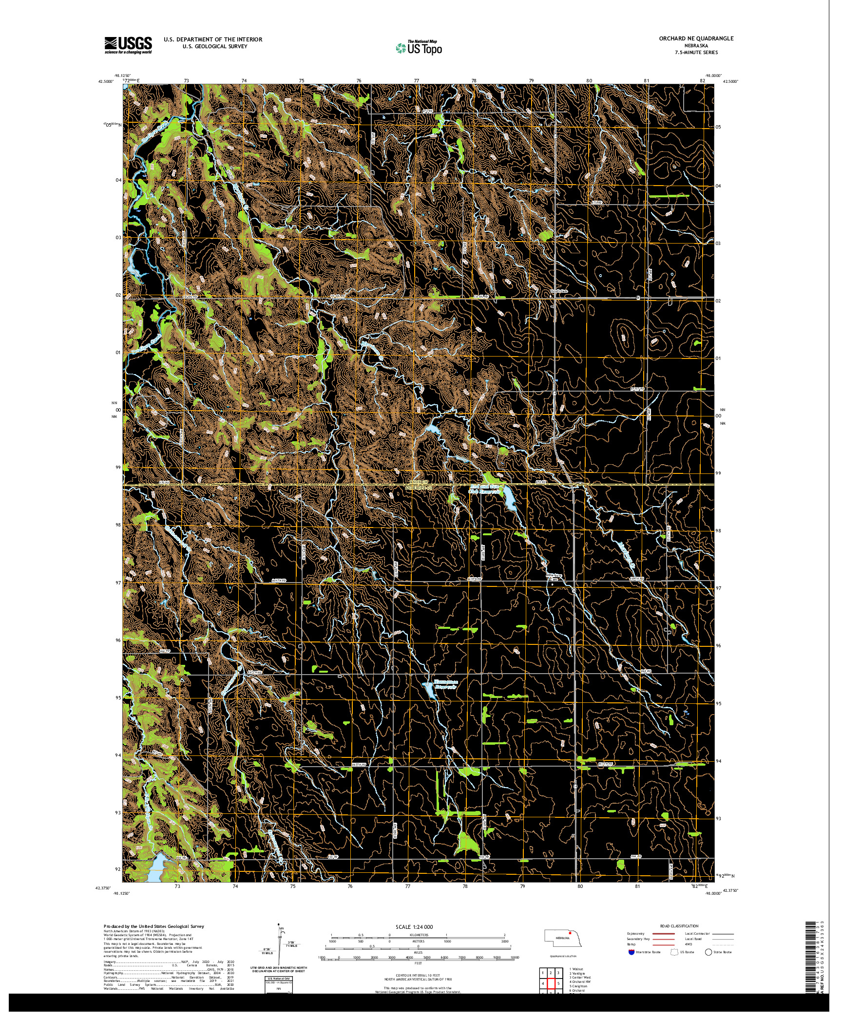 USGS US TOPO 7.5-MINUTE MAP FOR ORCHARD NE, NE 2021