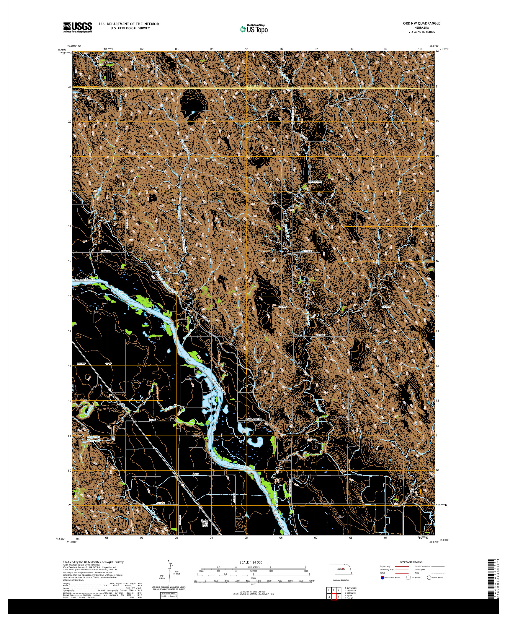 USGS US TOPO 7.5-MINUTE MAP FOR ORD NW, NE 2021