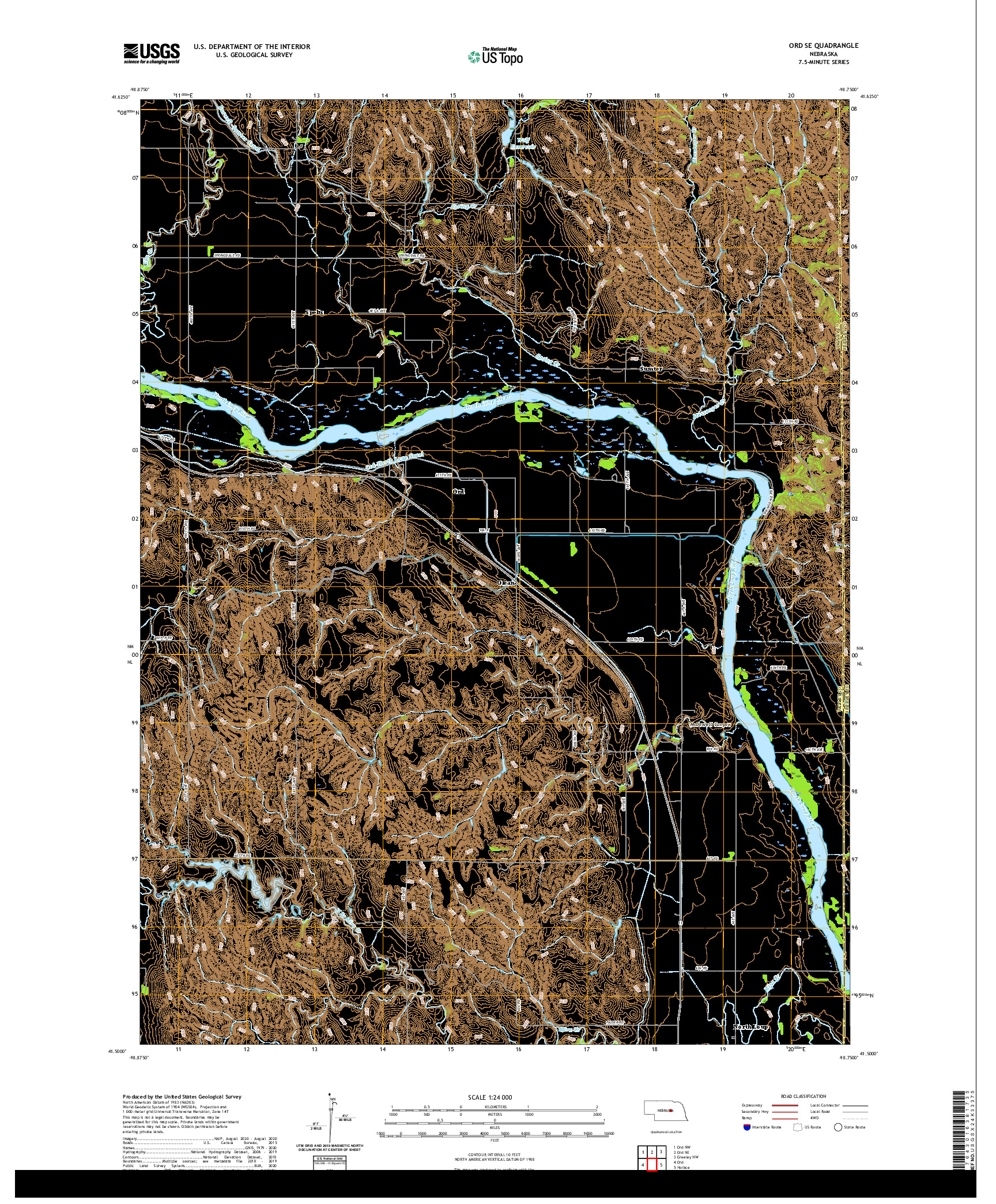 USGS US TOPO 7.5-MINUTE MAP FOR ORD SE, NE 2021