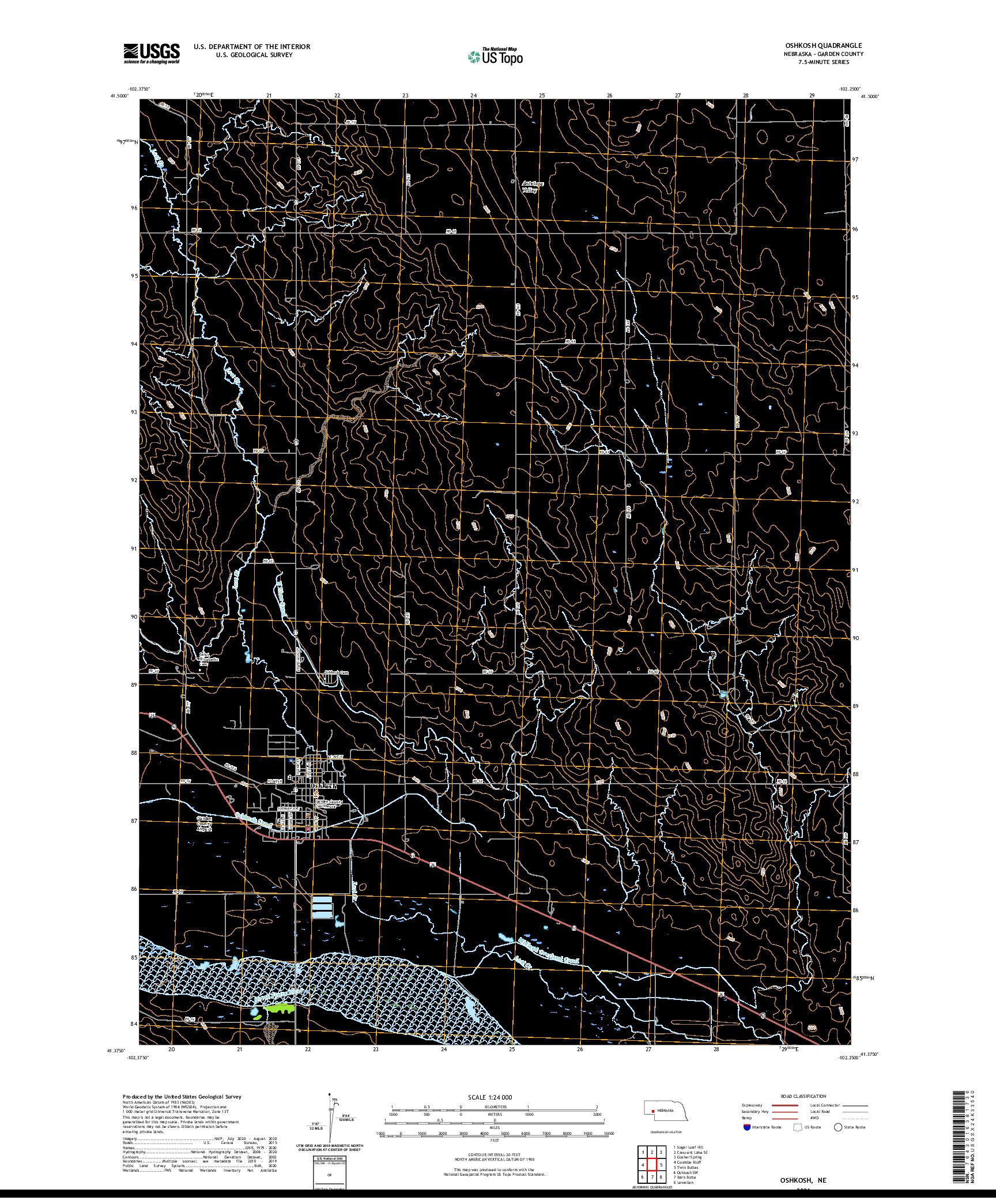USGS US TOPO 7.5-MINUTE MAP FOR OSHKOSH, NE 2021