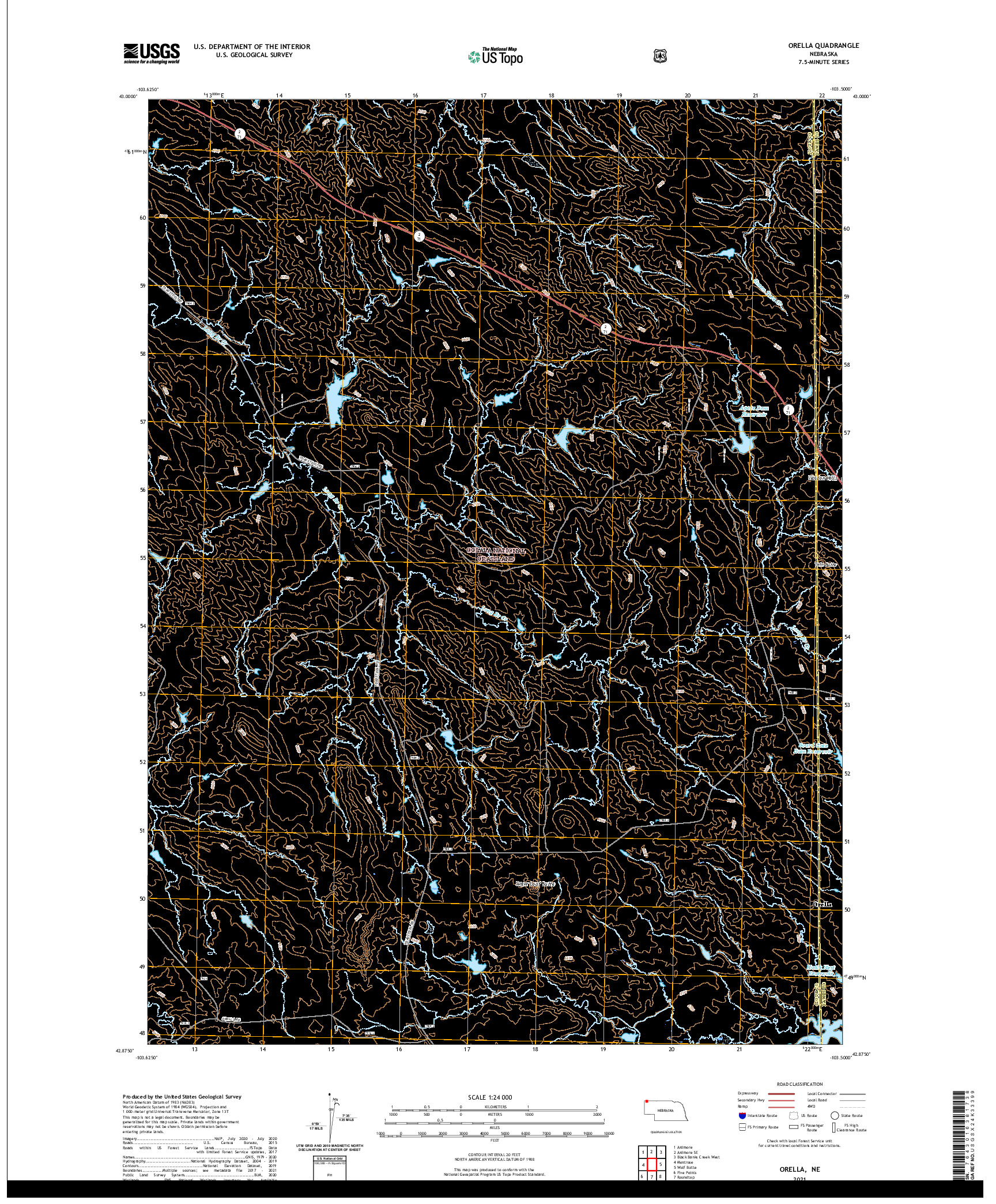 USGS US TOPO 7.5-MINUTE MAP FOR ORELLA, NE 2021