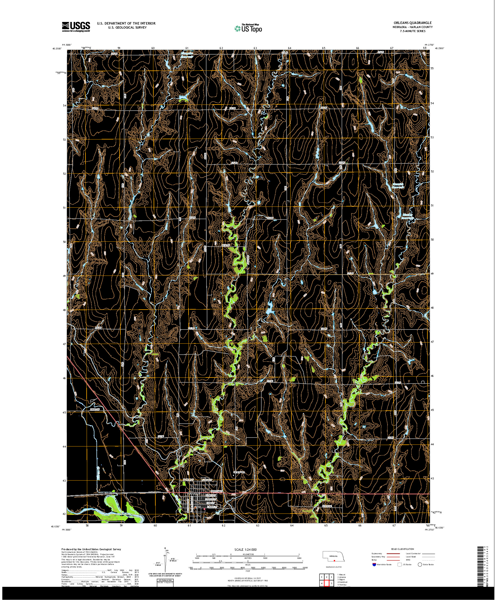 USGS US TOPO 7.5-MINUTE MAP FOR ORLEANS, NE 2021