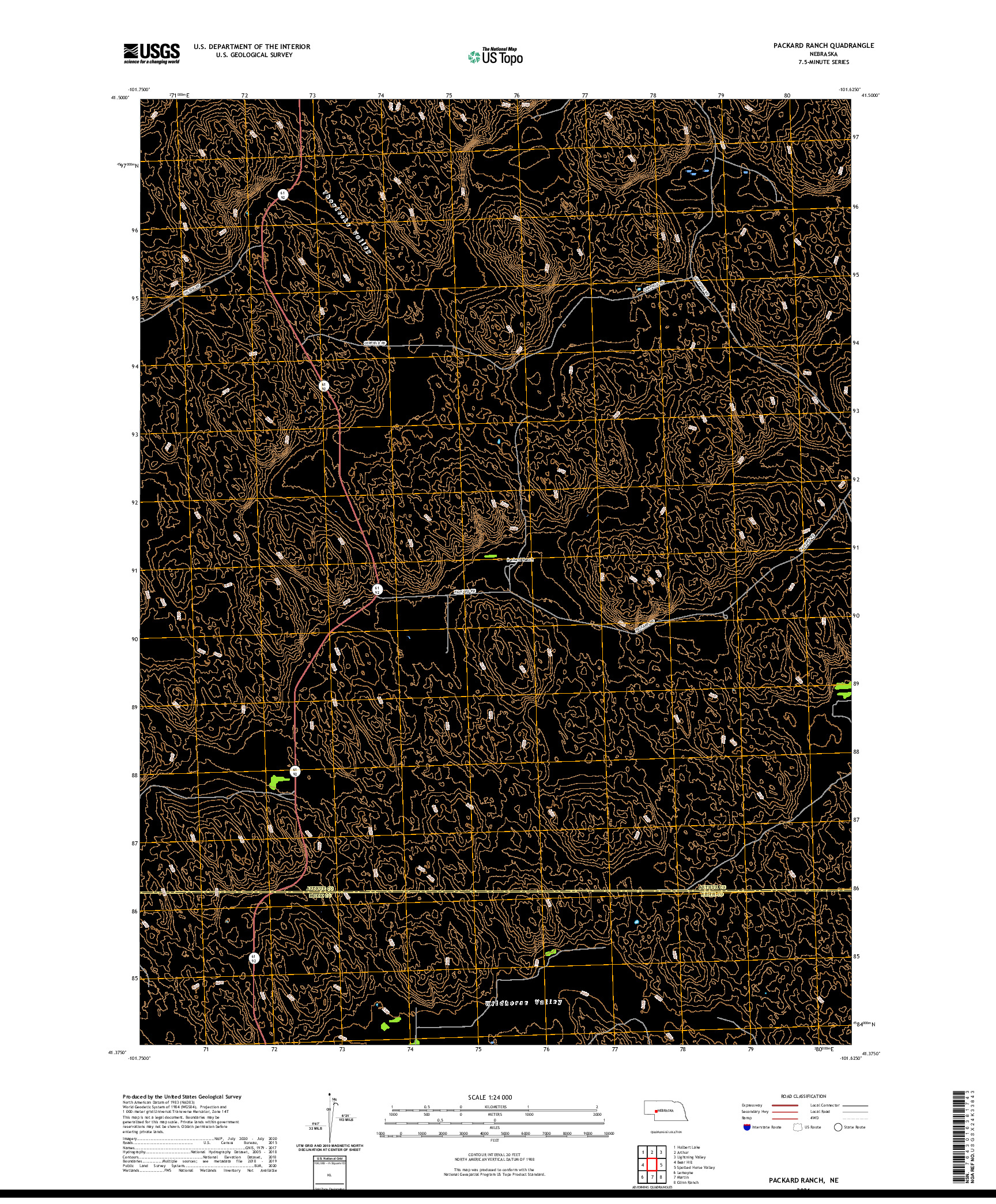 USGS US TOPO 7.5-MINUTE MAP FOR PACKARD RANCH, NE 2021