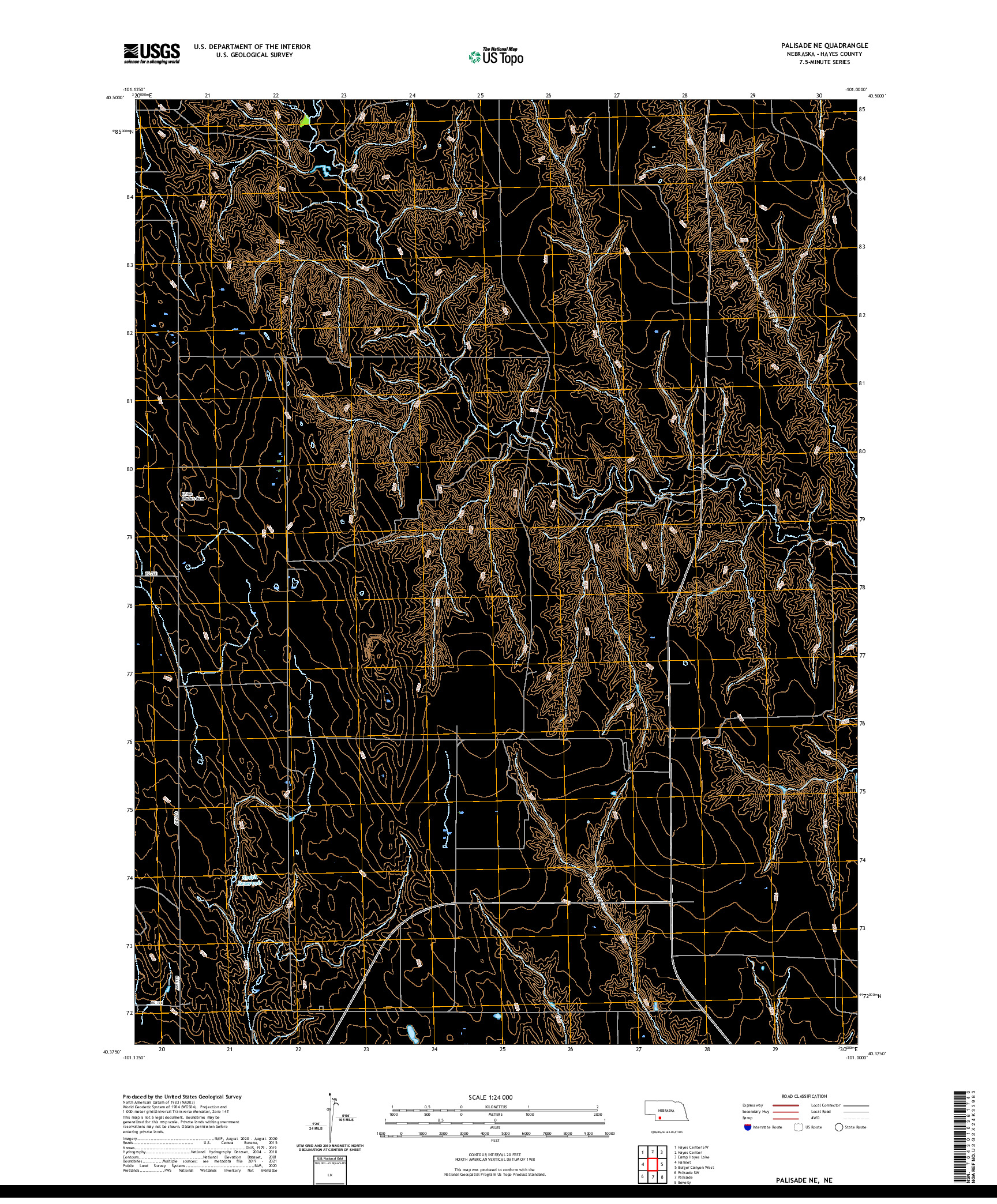 USGS US TOPO 7.5-MINUTE MAP FOR PALISADE NE, NE 2021