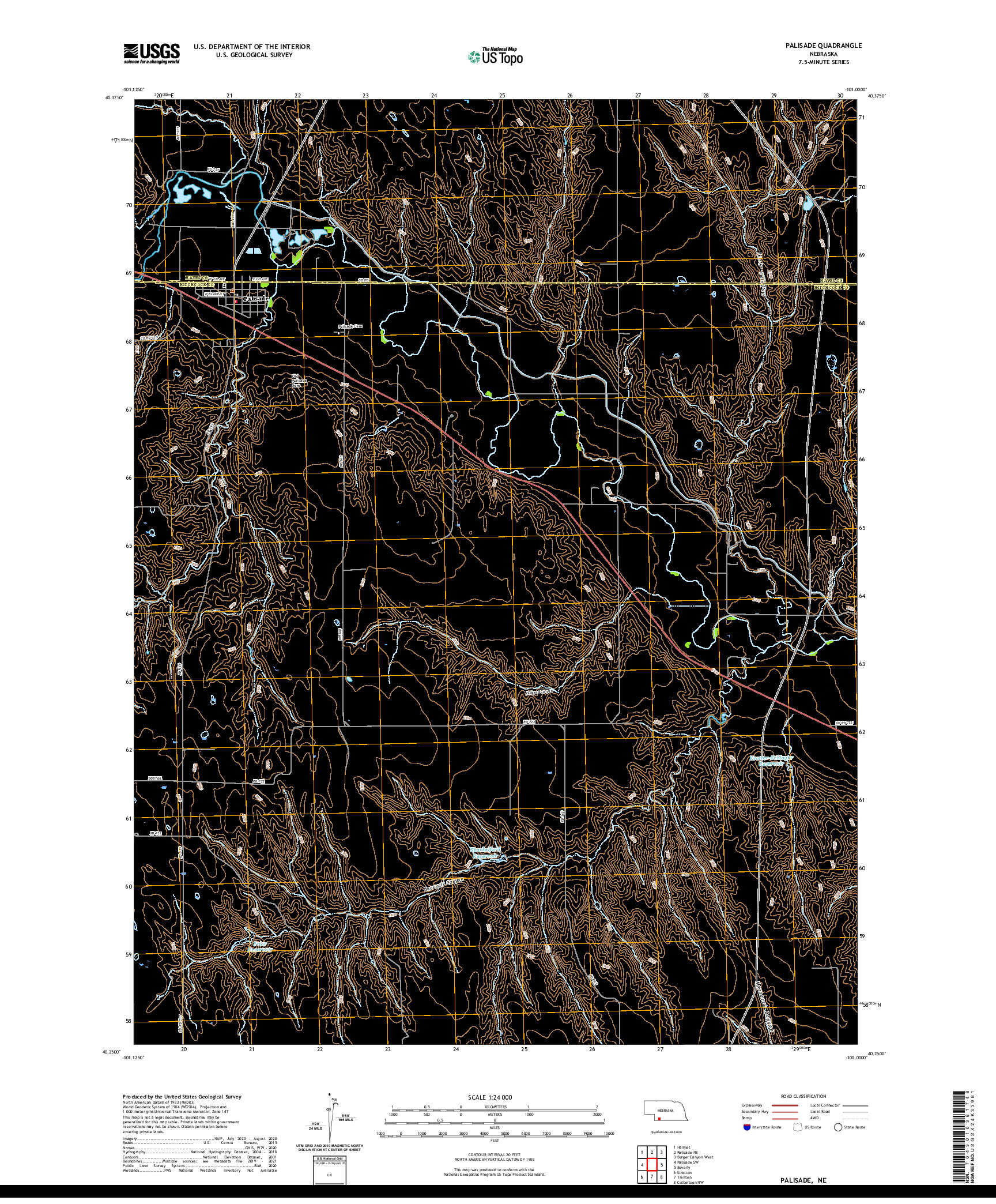 USGS US TOPO 7.5-MINUTE MAP FOR PALISADE, NE 2021